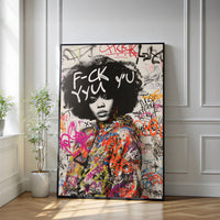 The Castle Decor Bold Graffiti Portrait Wall Art – Modern Street Fashion Illustration with Urban Attitude, Premium Sparkle Finish, 20×30 Inch Contemporary Wall Décor