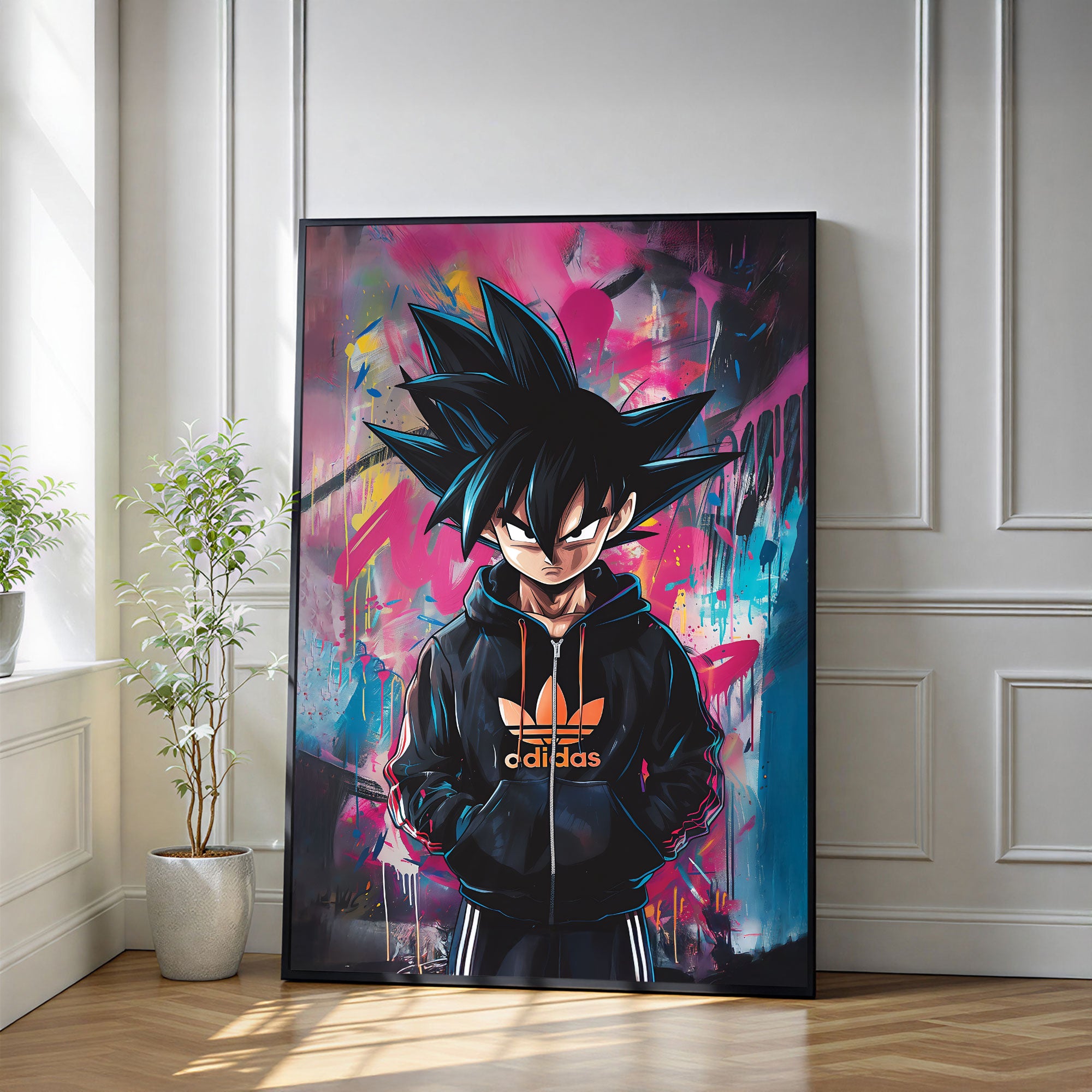 The Castle Decor Anime Street Art Wall Poster – Hoodie Warrior Graffiti Artwork, Premium Sparkle Finish Wall Décor, 20×30 Inch for Bedroom & Gaming Room