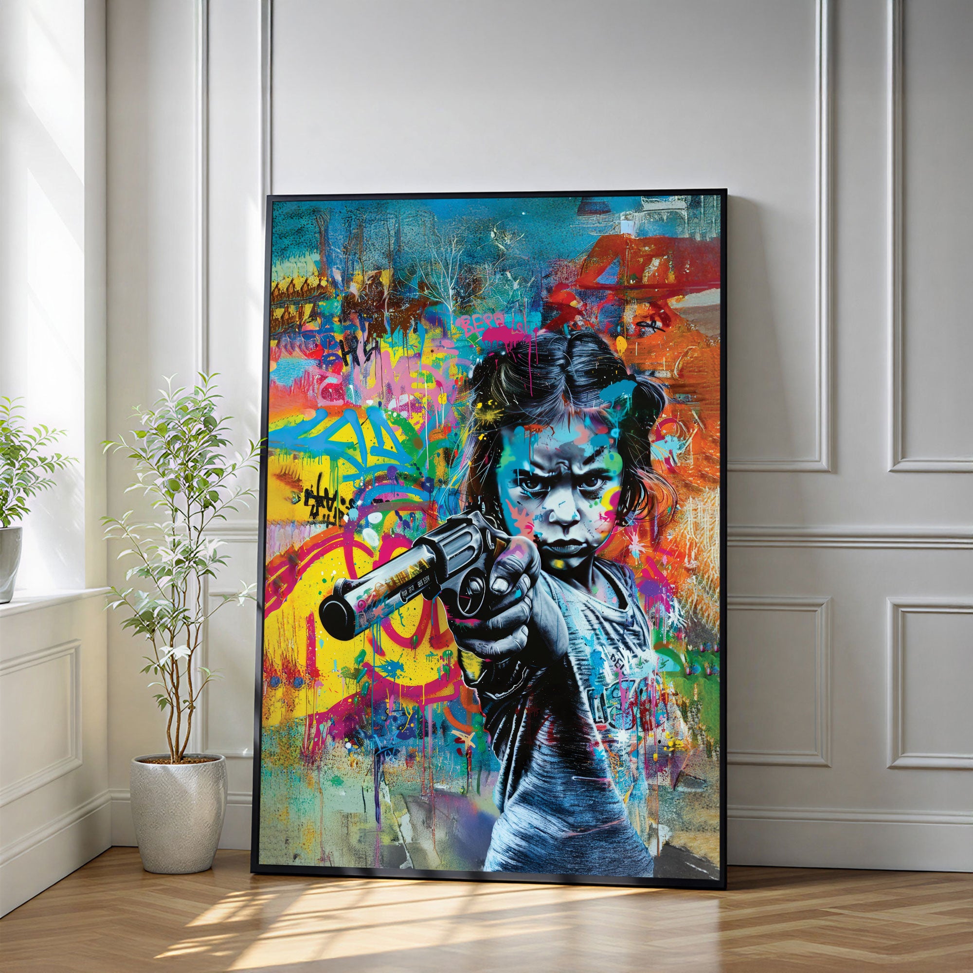 The Castle Decor Street Art Graffiti Wall Painting – Bold Girl Power Abstract Artwork, Modern Sparkle Finish Wall Décor, 20×30 Inch