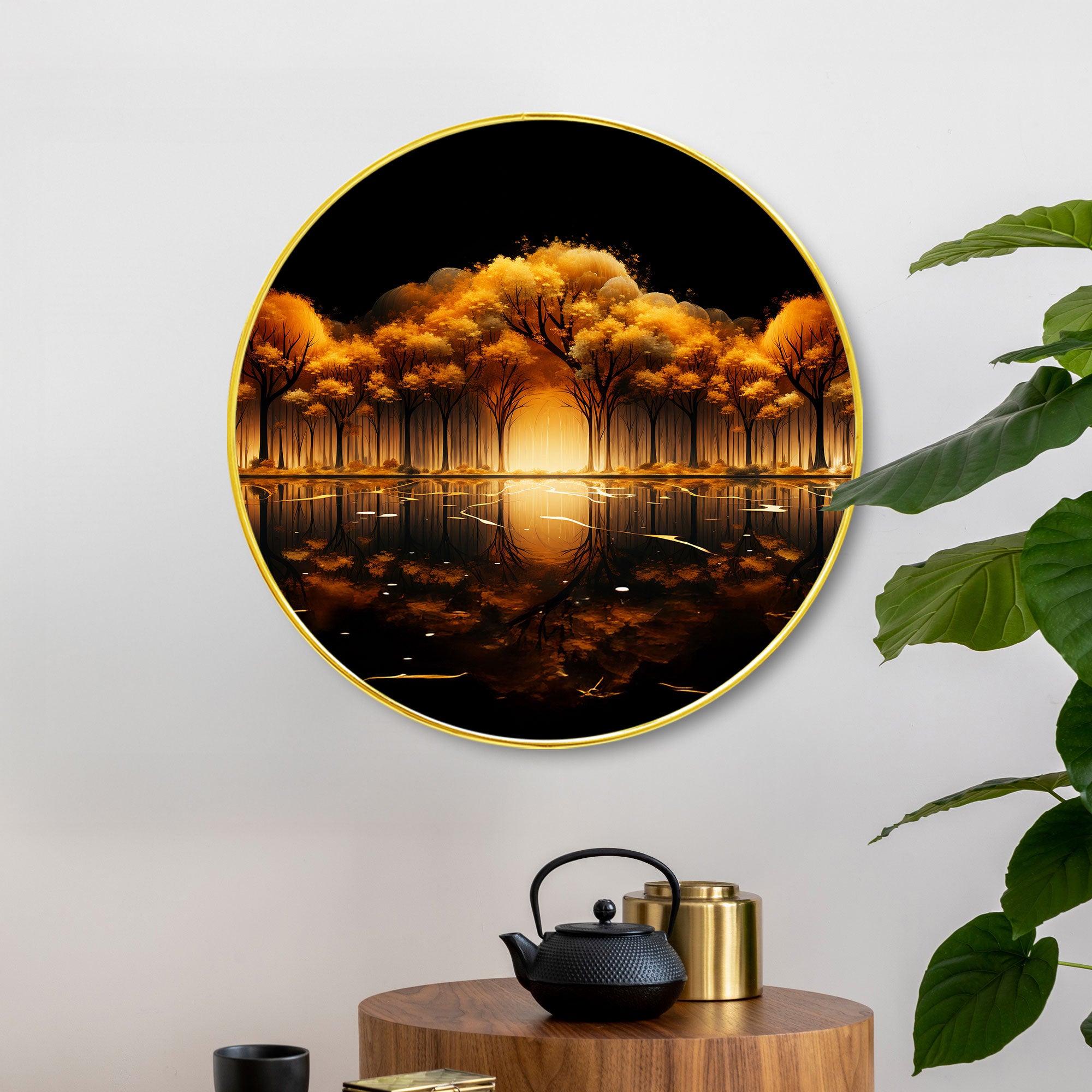 The Castle Decor Golden Wish Tree Round Wall Décor | Elegant Nature Artwork for Home Decoration, Bedroom, Office, Hotel & Gift