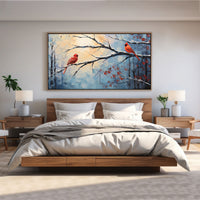 The Castle Decor birds abstract canvas/Sparkle painting Big Size Wall Art for living room,Bedroom,Drawing room,Hotels-Wooden Framed-Digital Painting