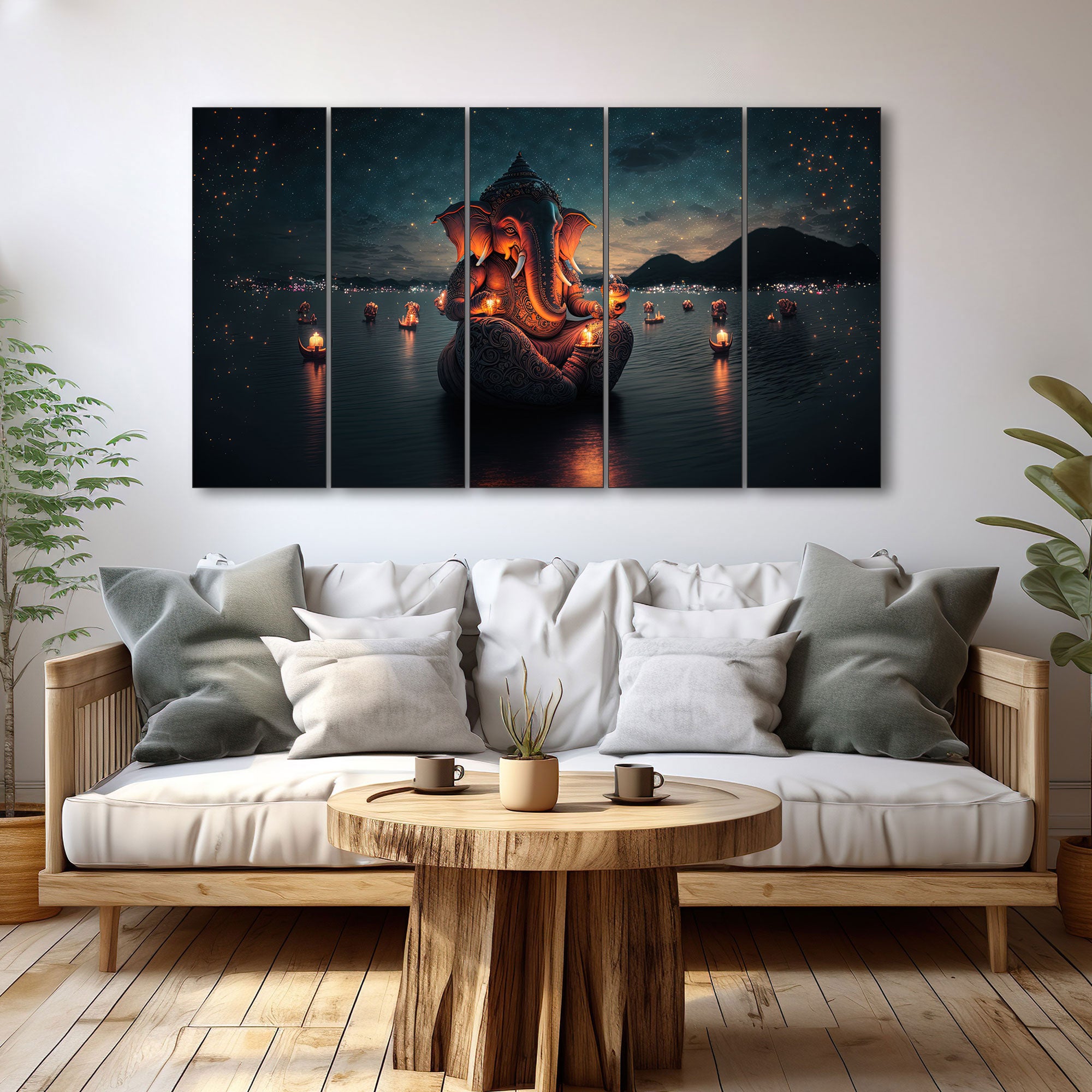 Lord Ganesha Painting with frame Big Size Wall Art for living room,Bedroom,Drawing room,Hotels 36x60"