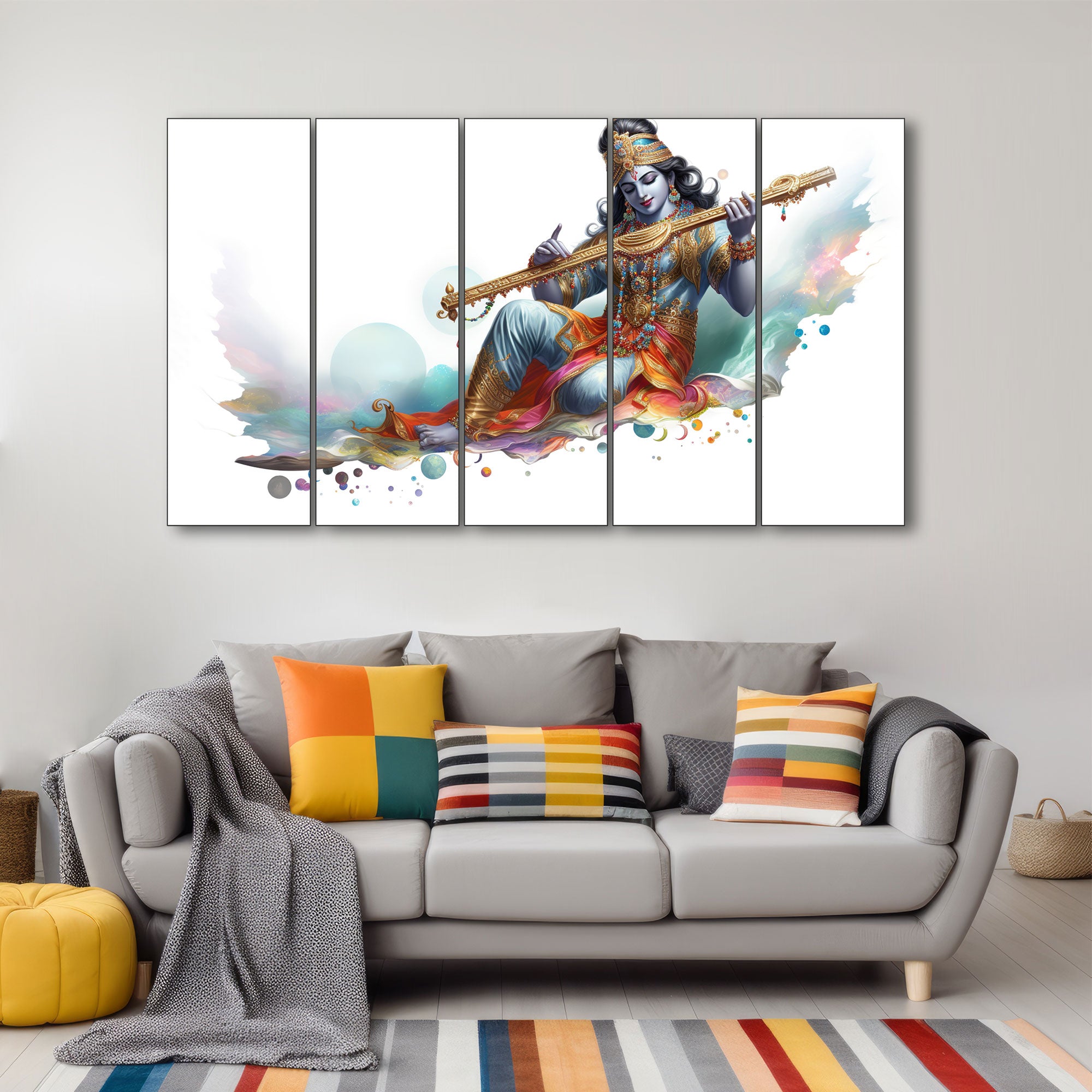 Krishna Ji Painting with frame Big Size Wall Art for living room,Bedroom,Drawing room,Hotels