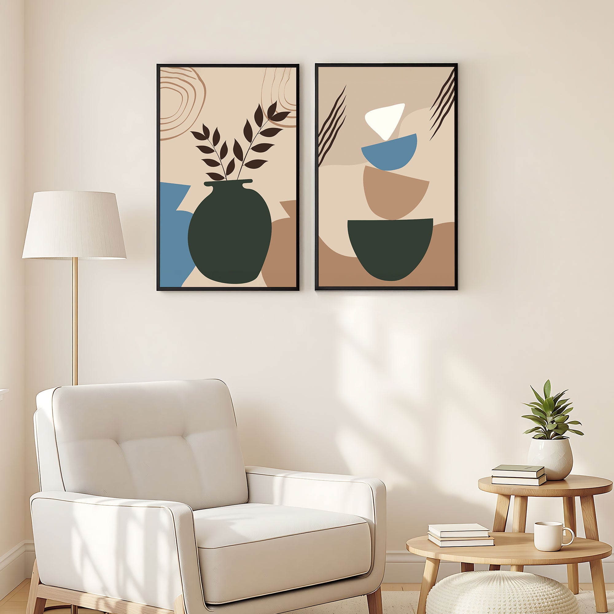 The Castle Decor Boho Wall Art for Living Room Big Size | Framed Abstract Botanical Paintings for Living Room & Bedroom | Modern Home Decoration & Perfect Gifting Option | Set of 2 (11×17 Inch Each)14