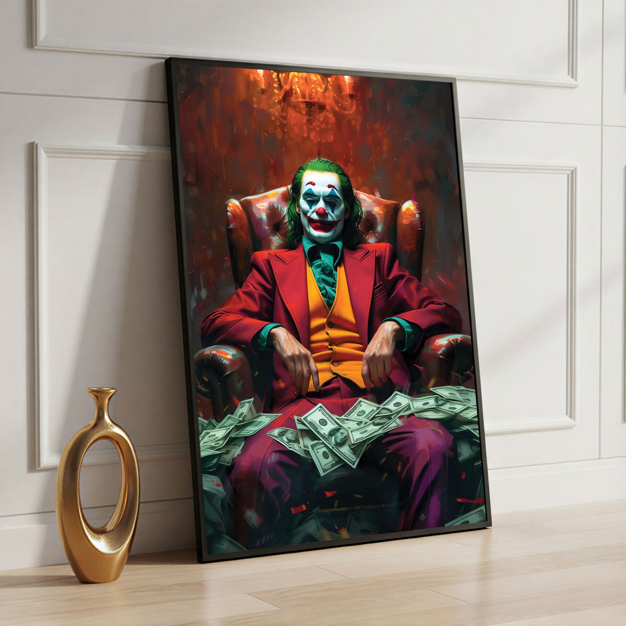 The Castle Decor Joker Inspired Wall Art Print – Dark Luxury Movie Style Artwo Sparkle Finish Wall Décor, 20×30 Inch for Living Room, Bedroom & Office