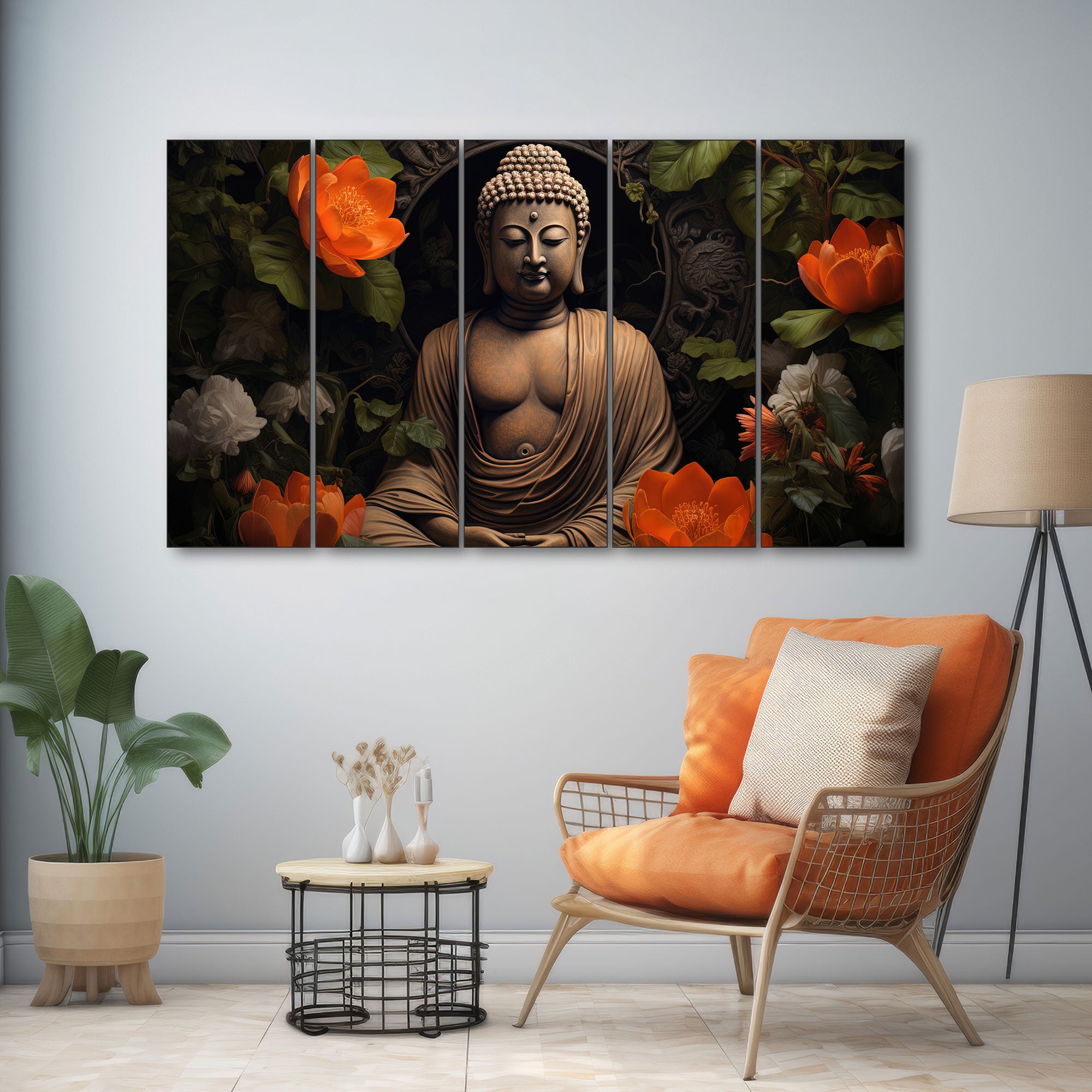 Lord Budha Painting with frame Big Size Wall Art for living room,Bedroom,Drawing room,Hotels