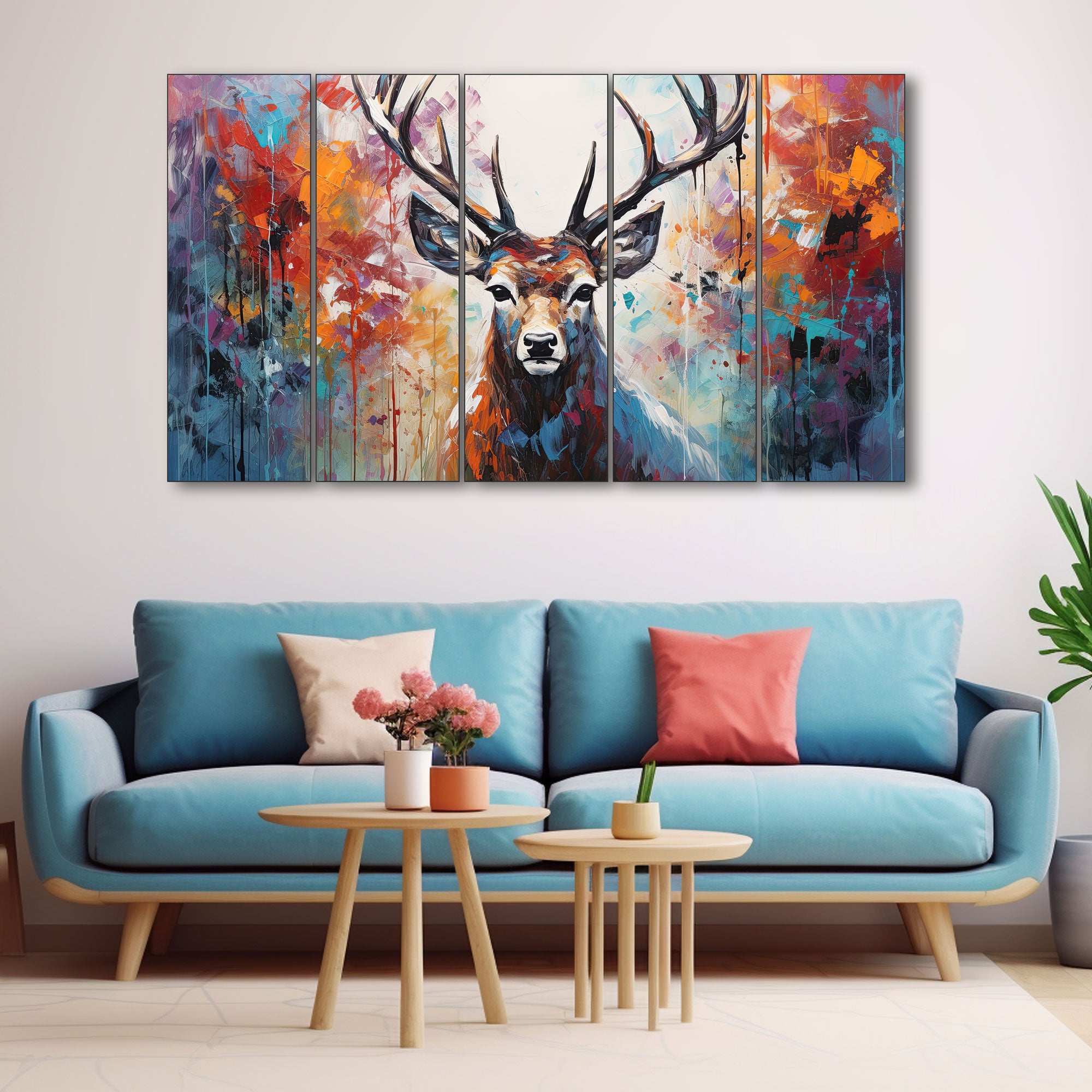 Deer Painting with frame Big Size Wall Art for living room,Bedroom,Drawing room,Hotels