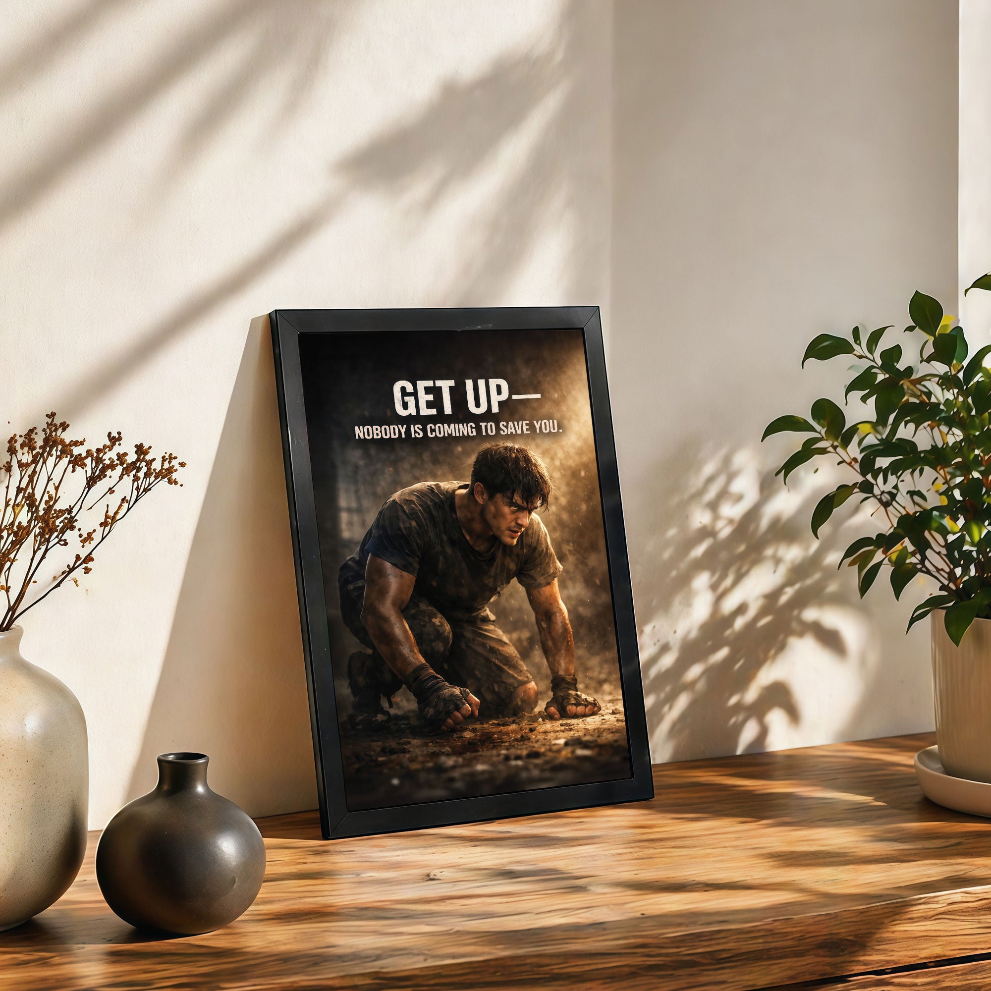The Castle Decor Get Up Nobody Is Coming to Save You Wall Art Frame | Motivational Decor