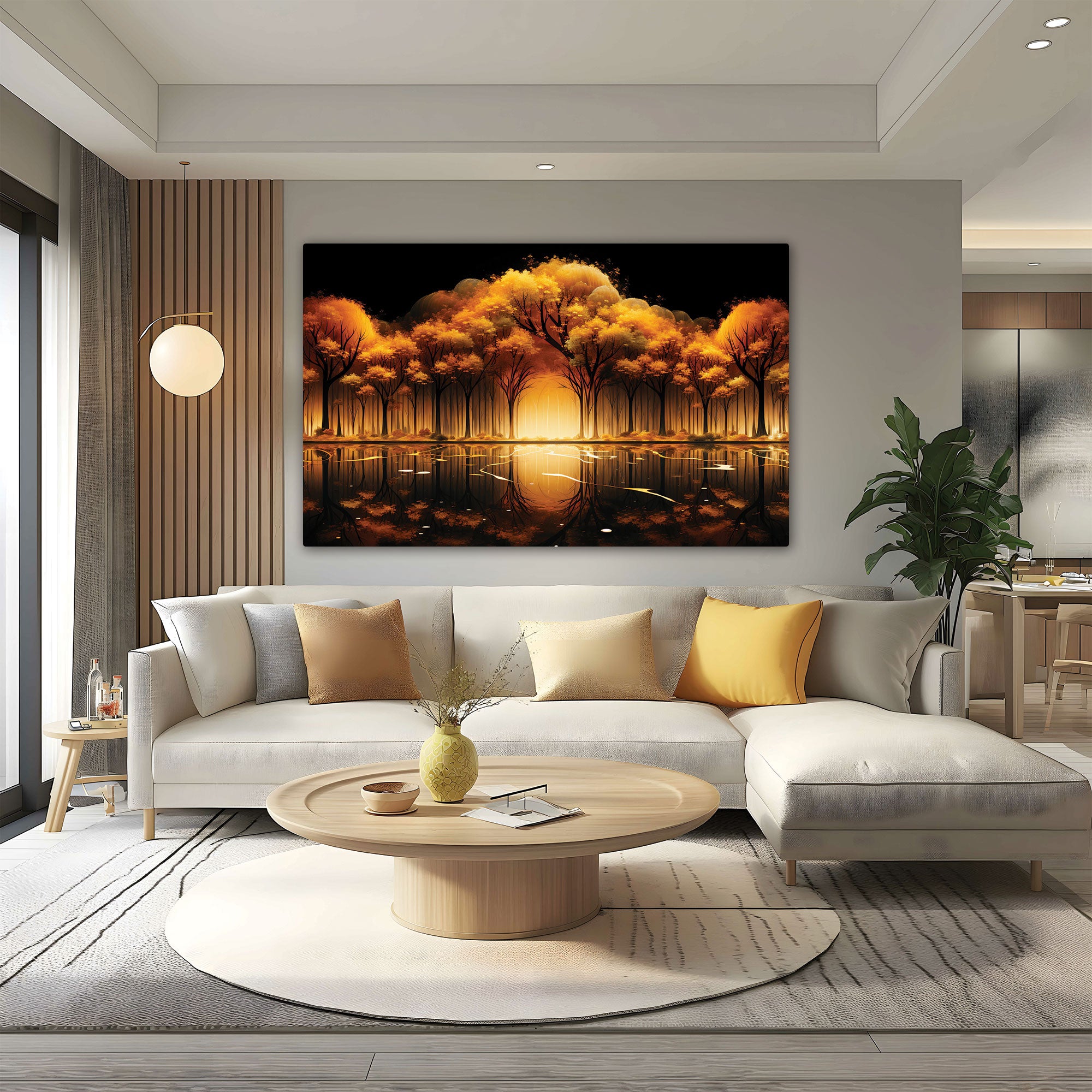 Golden trees Canvas painting with frame Big Size Wall Art for living room,Bedroom,Drawing room,Hotels