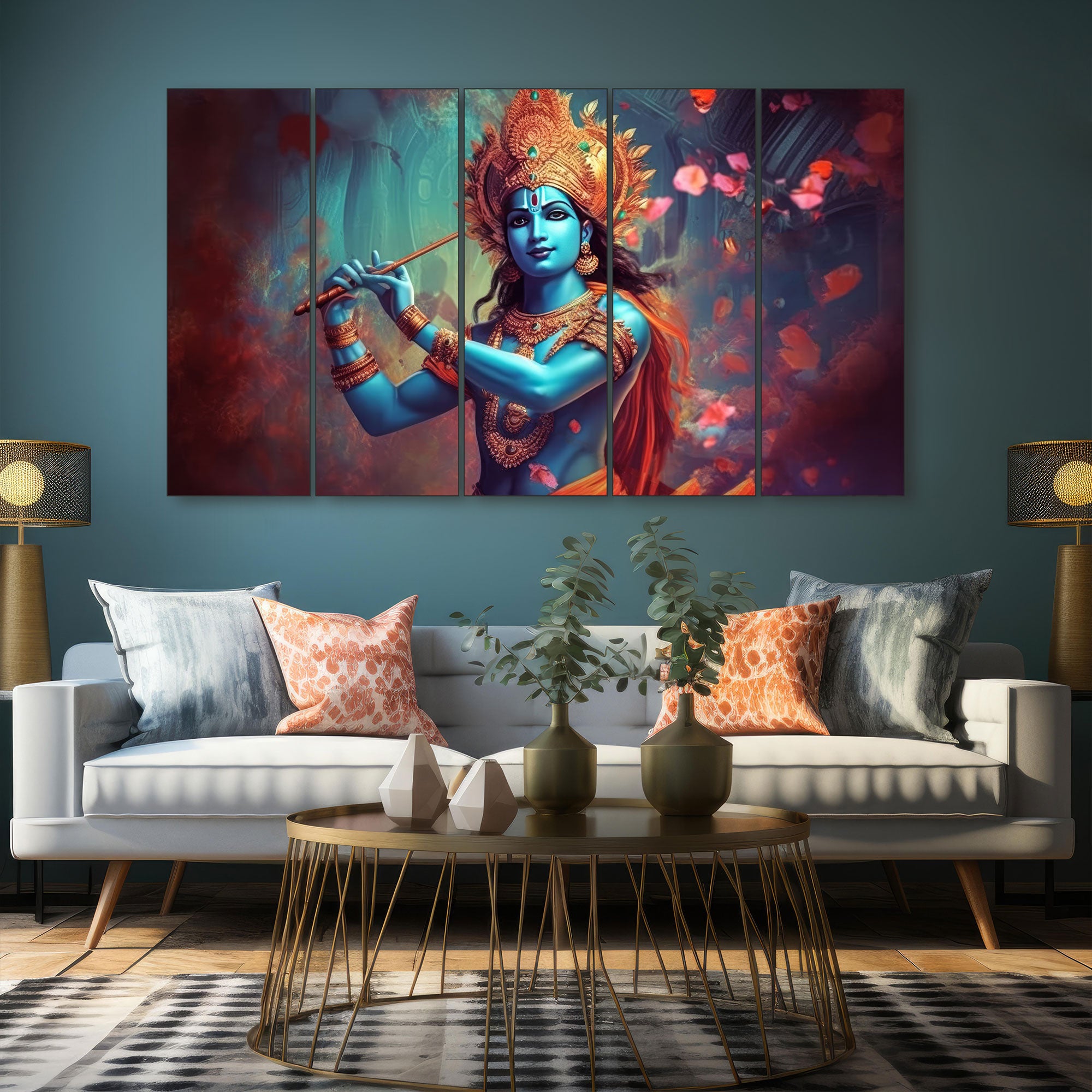 Krishna Ji Painting with frame Big Size Wall Art for living room,Bedroom,Drawing room,Hotels
