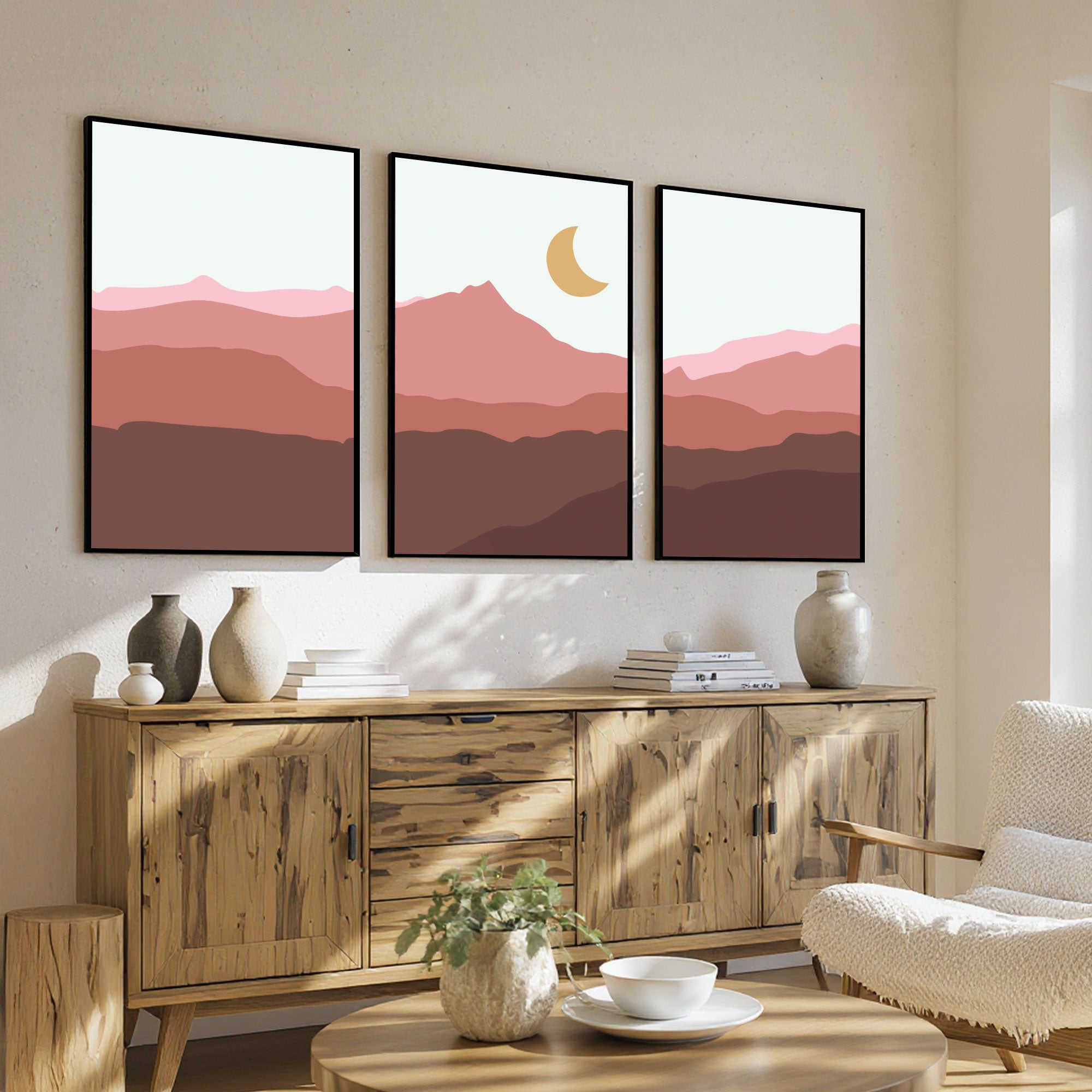 The Castle Decor Boho Wall Art for Living Room Big Size | Framed Abstract Botanical Paintings for Living Room & Bedroom | Modern Home Decoration & Perfect Gifting Option | Set of 3 (11×17 Inch Each) –1