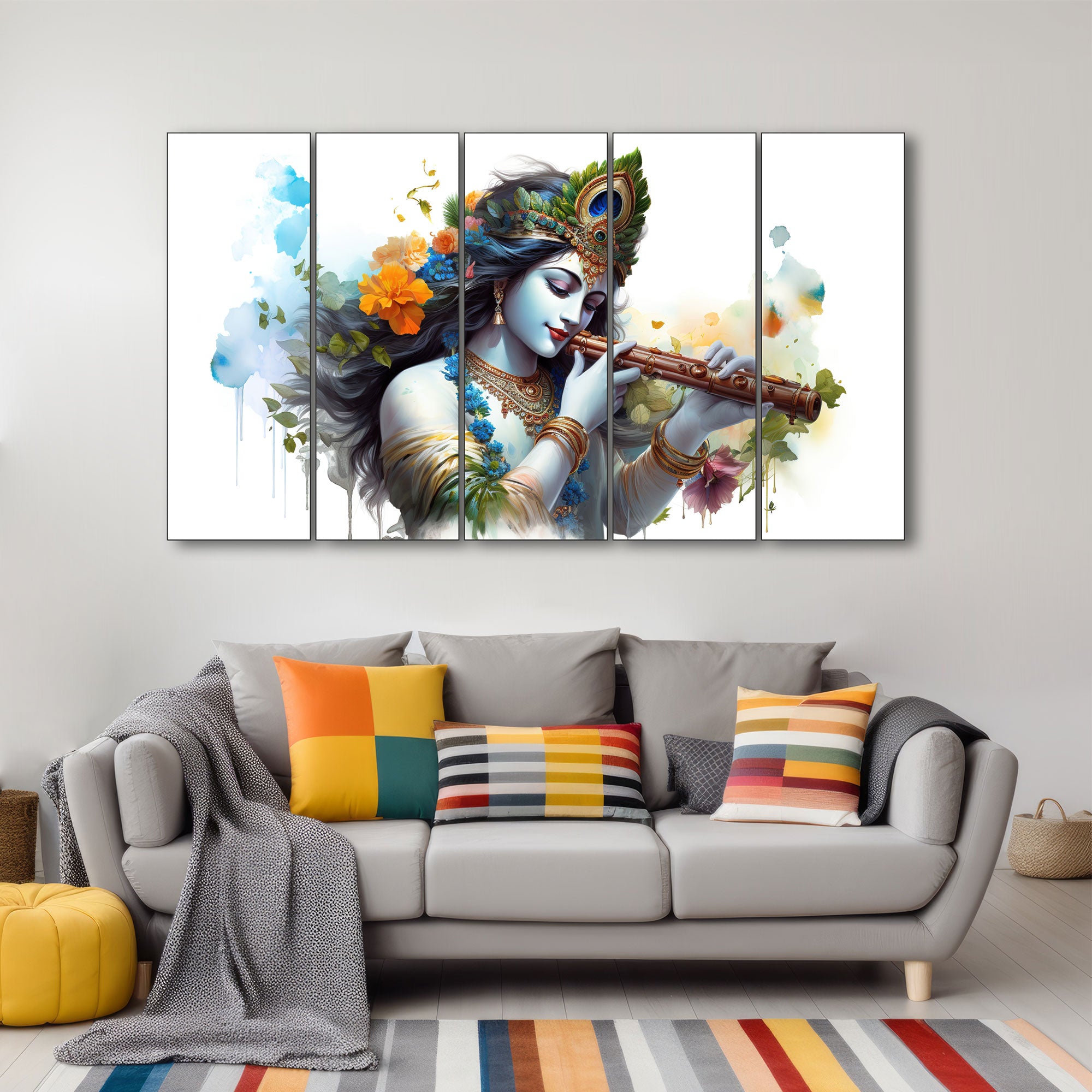 Krishna Ji Painting with frame Big Size Wall Art for living room,Bedroom,Drawing room,Hotels