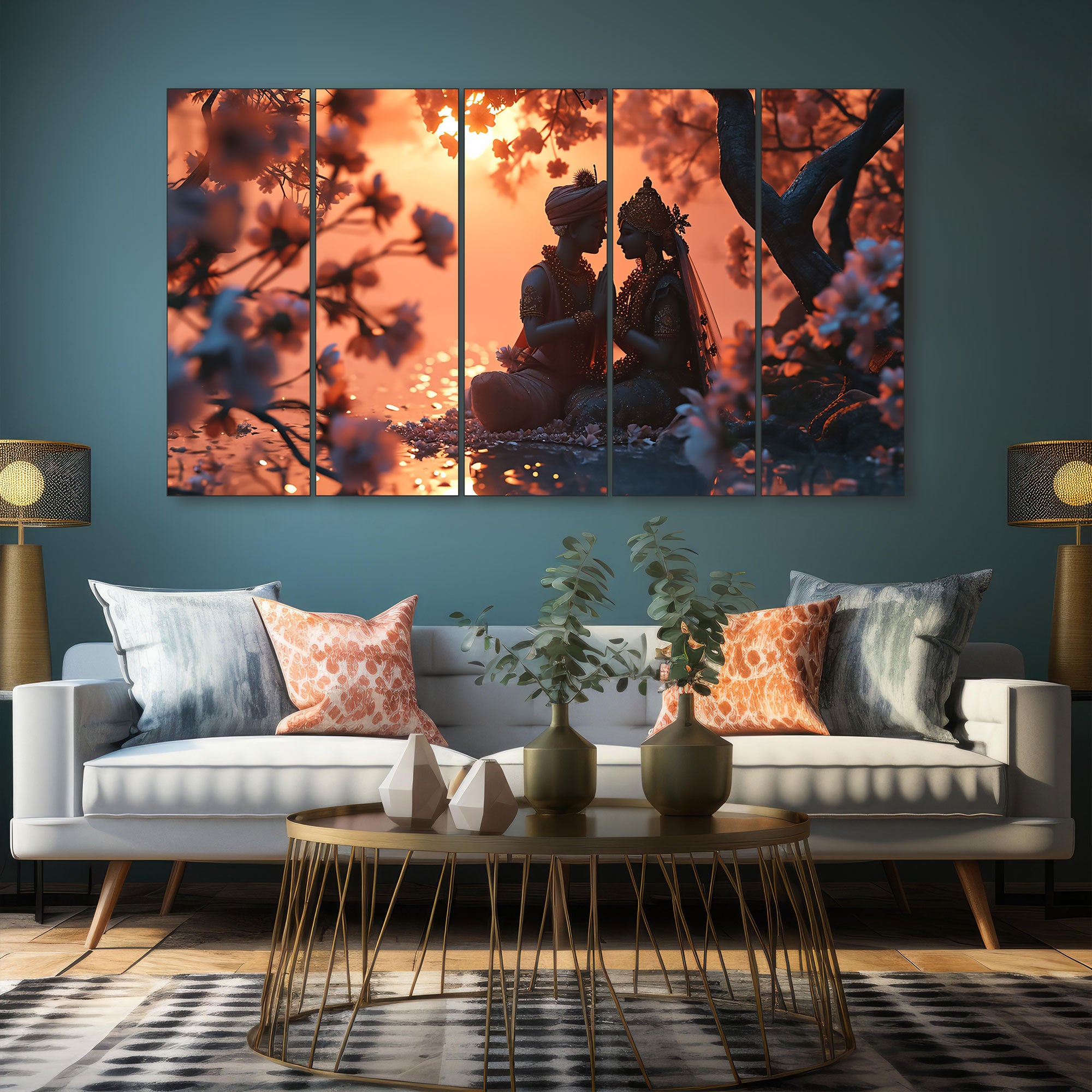 Radha Krishna Painting with frame Big Size Wall Art for living room,Bedroom,Drawing room,Hotels
