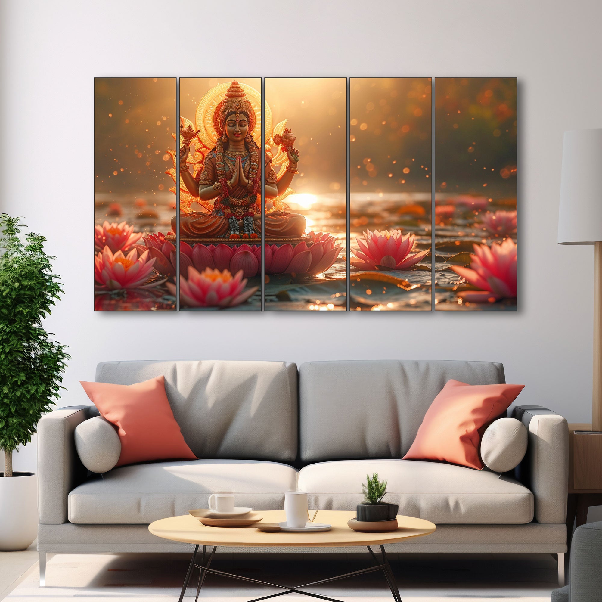 Goddess Laxmi ji Painting with frame Big Size Wall Art for living room,Bedroom,Drawing room,Hotels