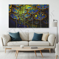Yellow Modern Flower Painting Set of 5 for Home Decoration
