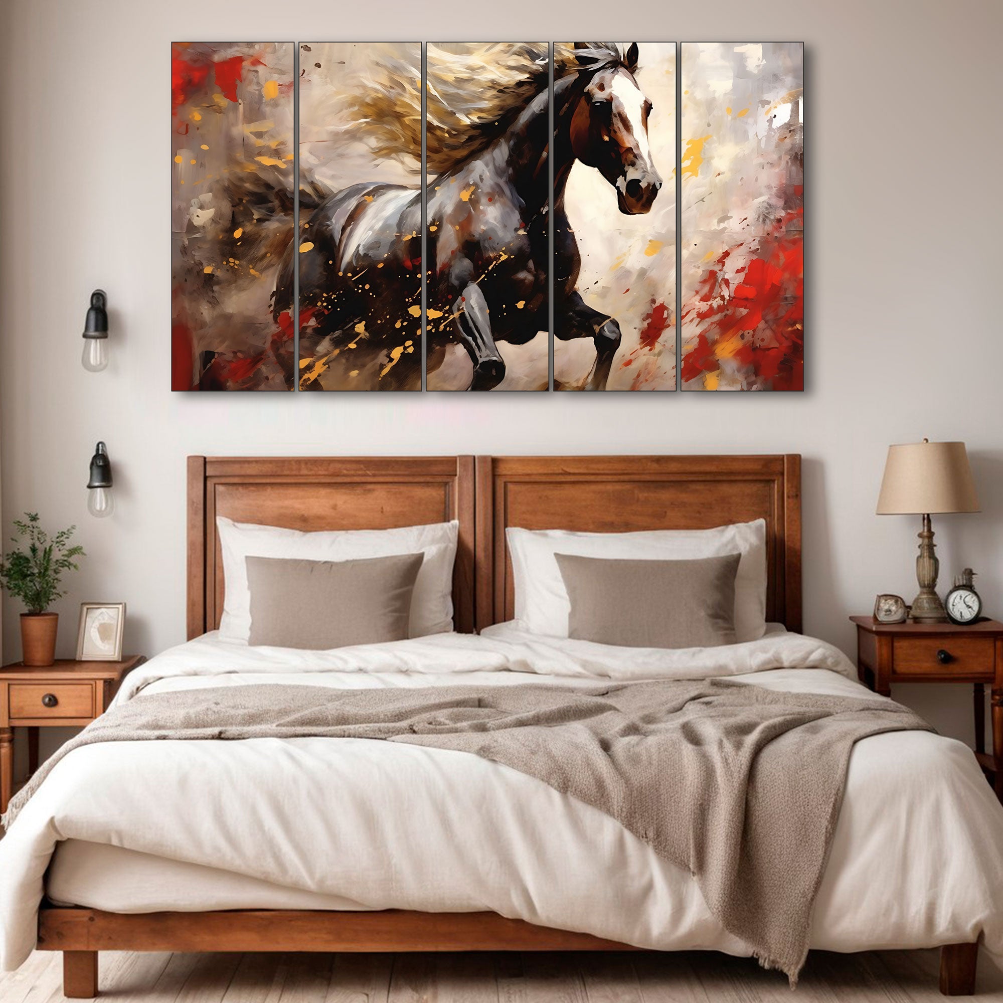 Modern Horses Painting with frame Big Size Wall Art for living room,Bedroom,Drawing room,Hotels