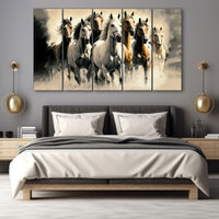 Vaastu 7 Running Horses Painting with frame Big Size Wall Art for living room,Bedroom,Drawing room,Hotels