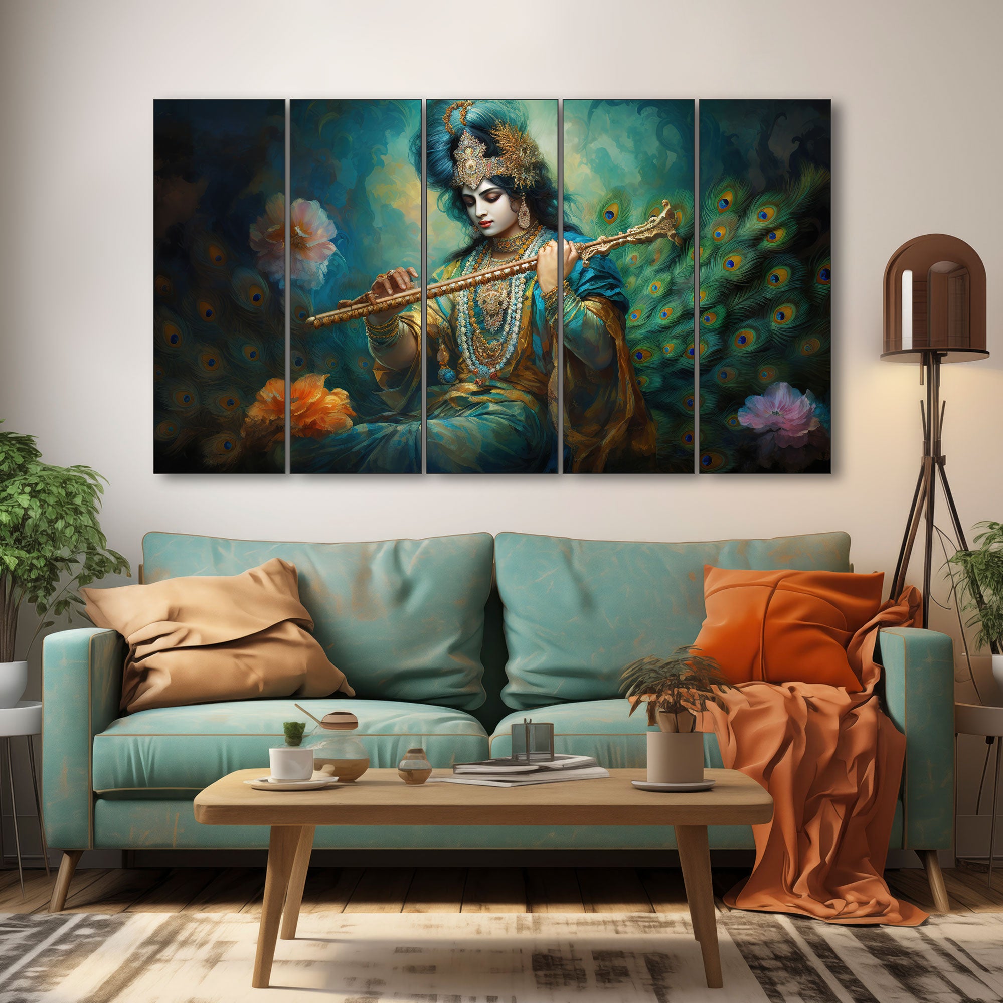 Krishna Ji Painting with frame Big Size Wall Art for living room,Bedroom,Drawing room,Hotels