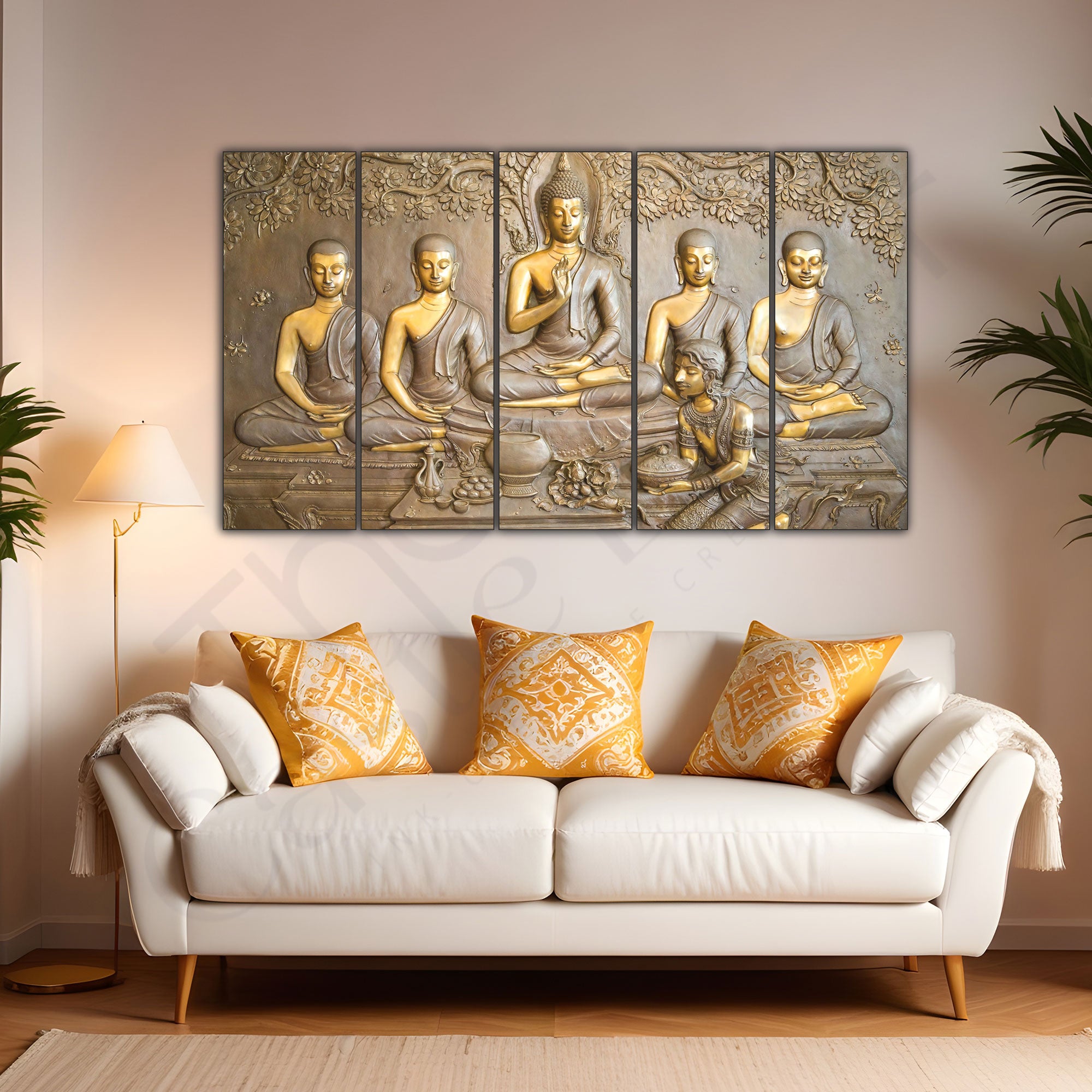 Lord Budha Painting with frame Big Size Wall Art for living room,Bedroom,Drawing room,Hotels