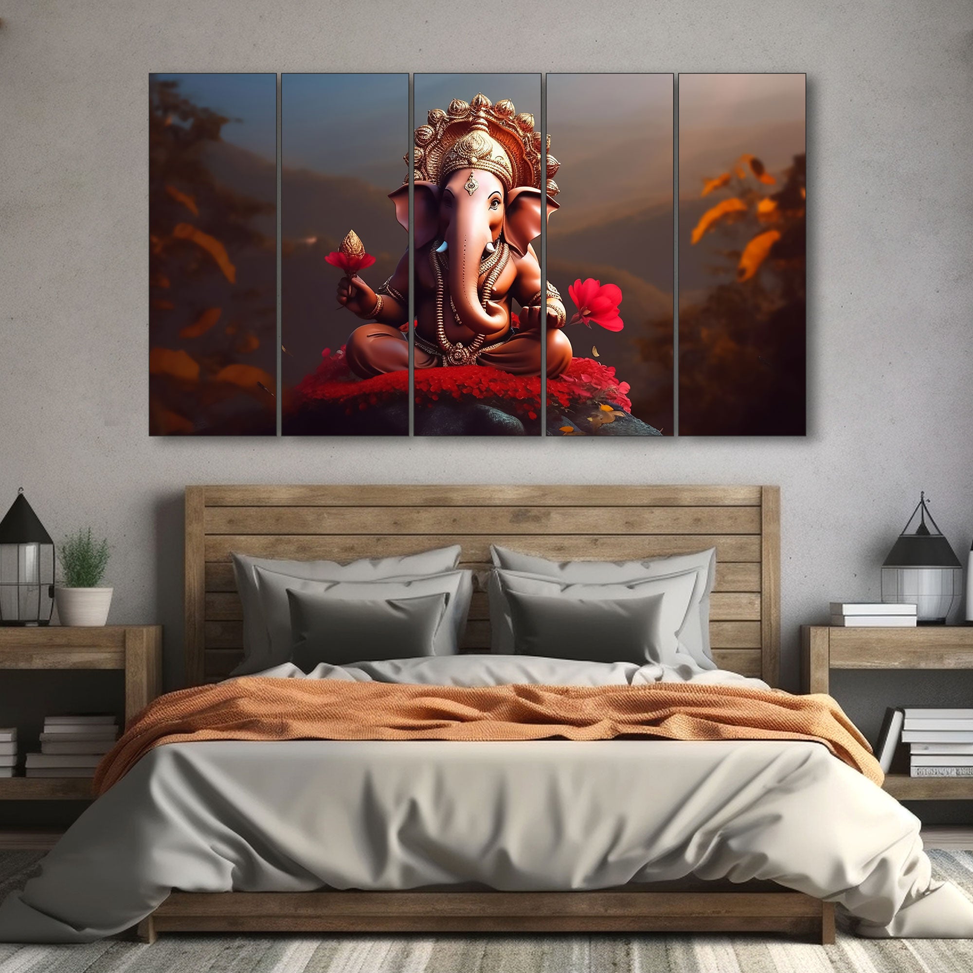 Lord Ganesha Painting with frame Big Size Wall Art for living room,Bedroom,Drawing room,Hotels