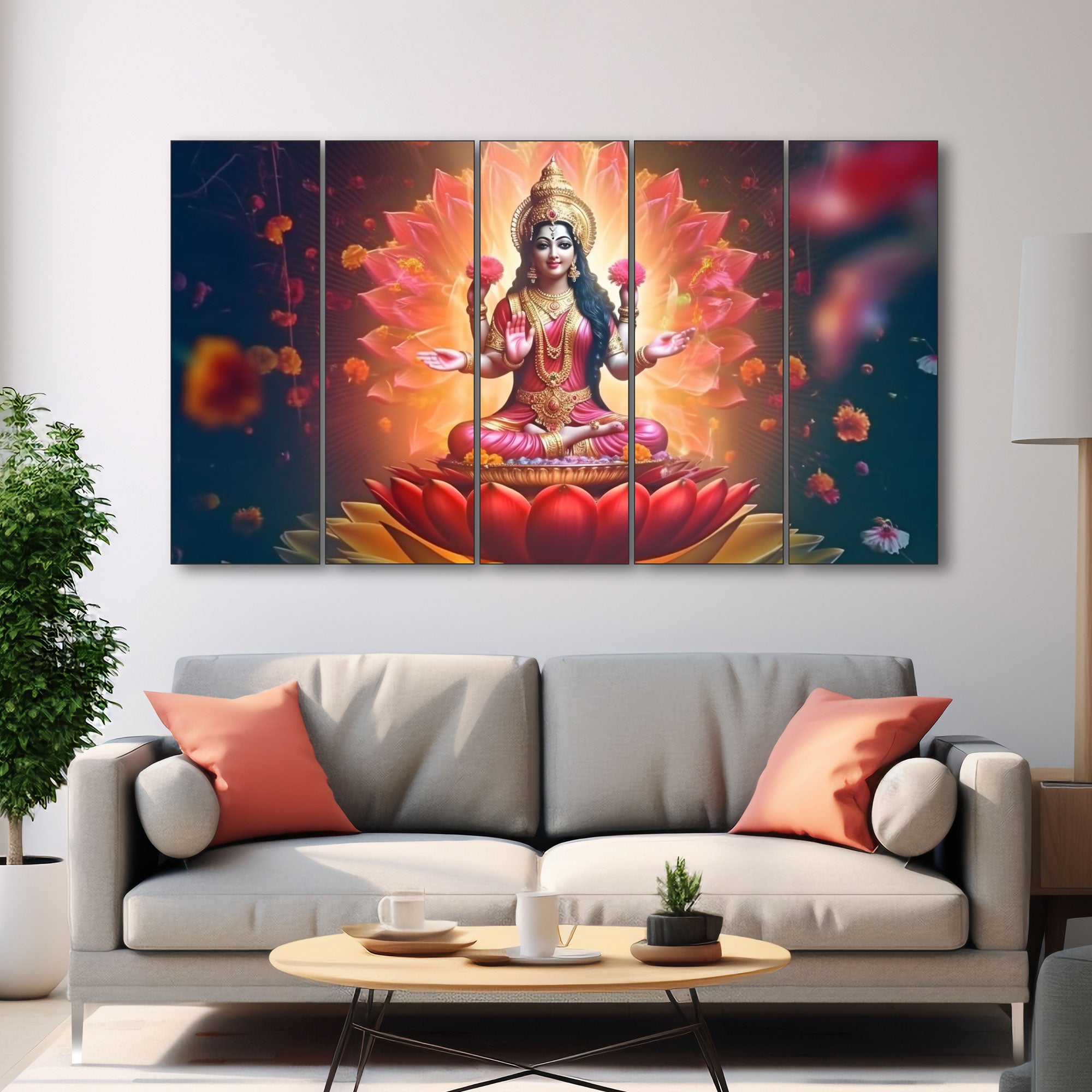 Goddess Laxmi ji Painting with frame Big Size Wall Art for living room,Bedroom,Drawing room,Hotels