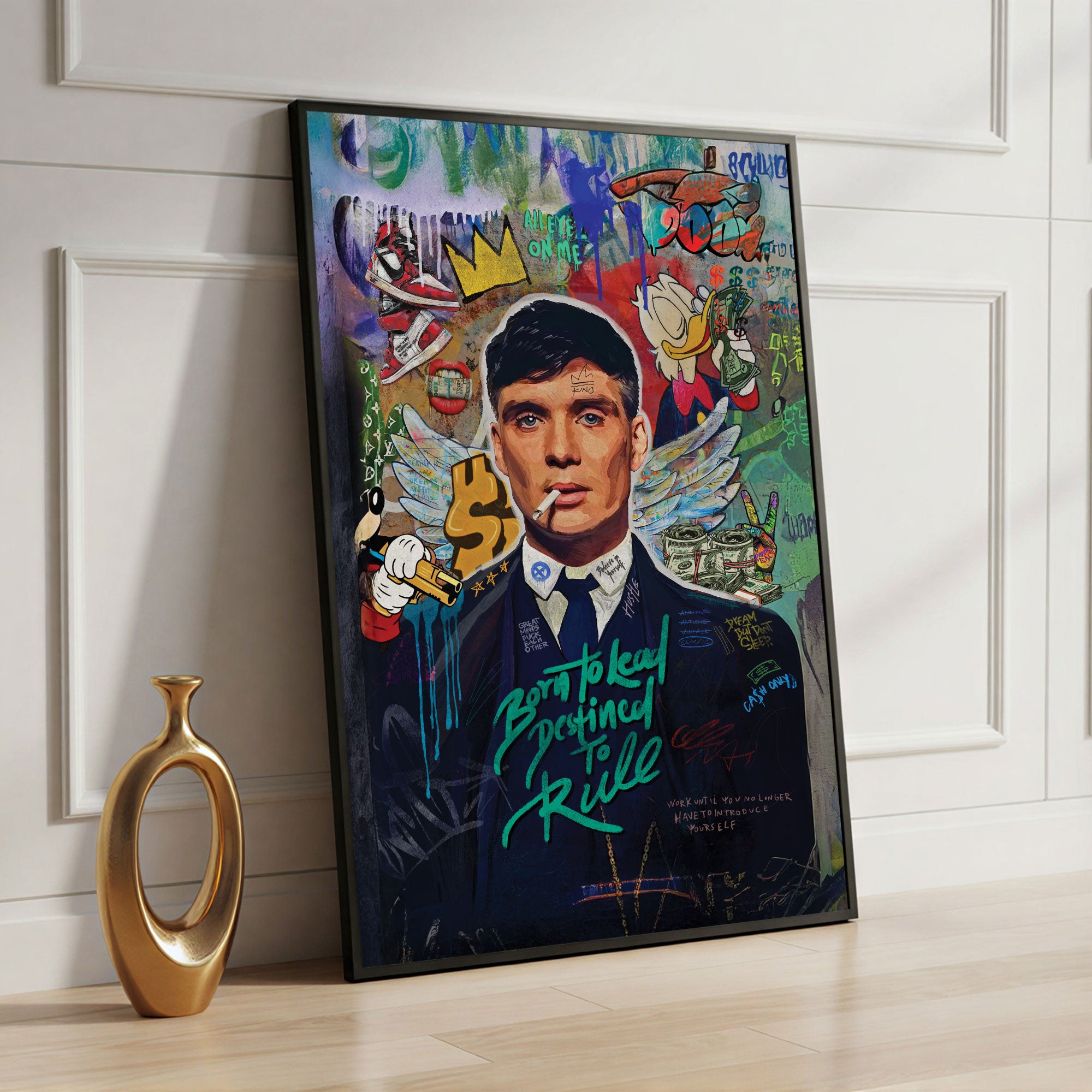 The Castle Decor Peaky Blinders Inspired Wall Art – Gangster Mafia Motivational Artwork, Abstract Graffiti Sparkle Finish Décor, 20×30 Inch