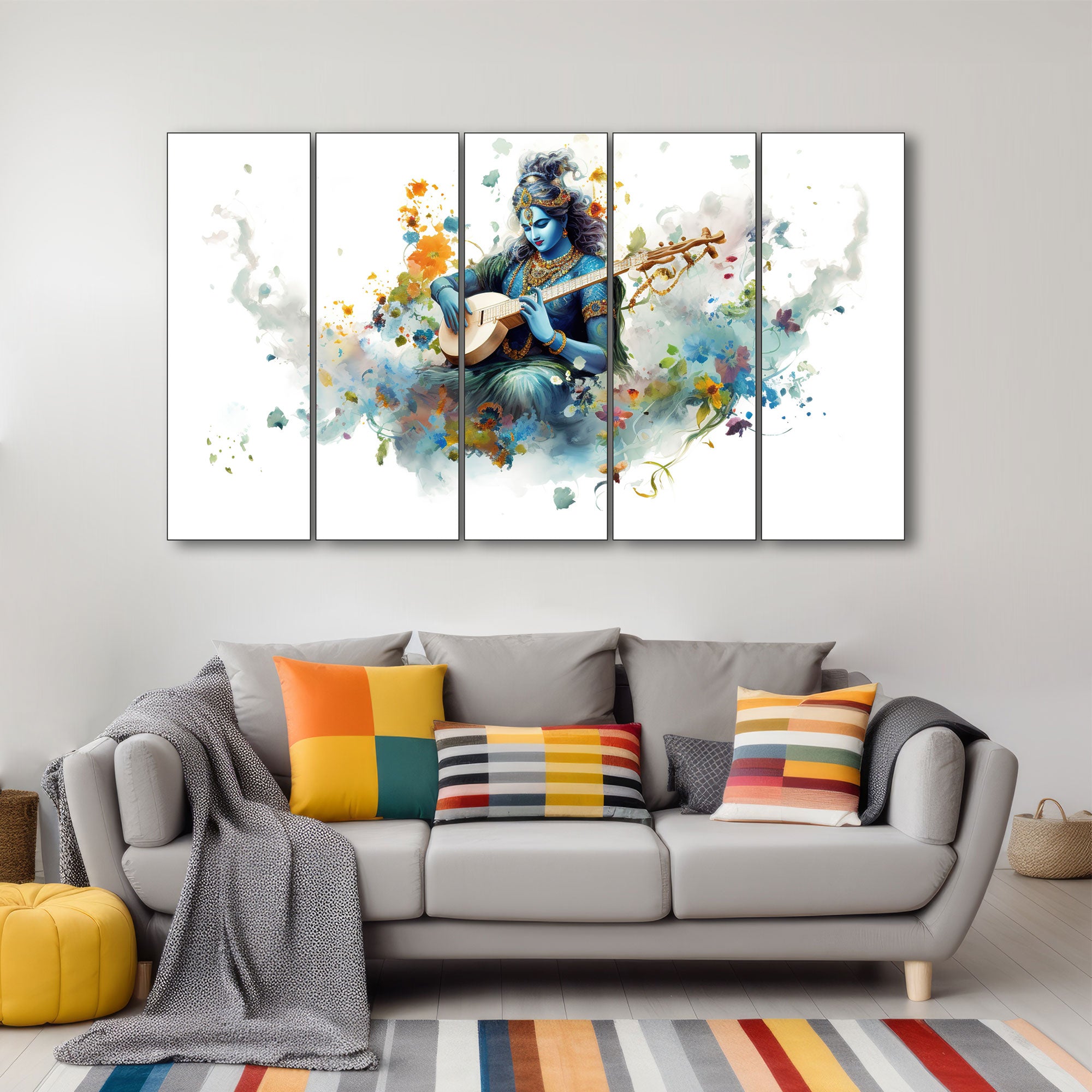 Krishna Ji Painting with frame Big Size Wall Art for living room,Bedroom,Drawing room,Hotels