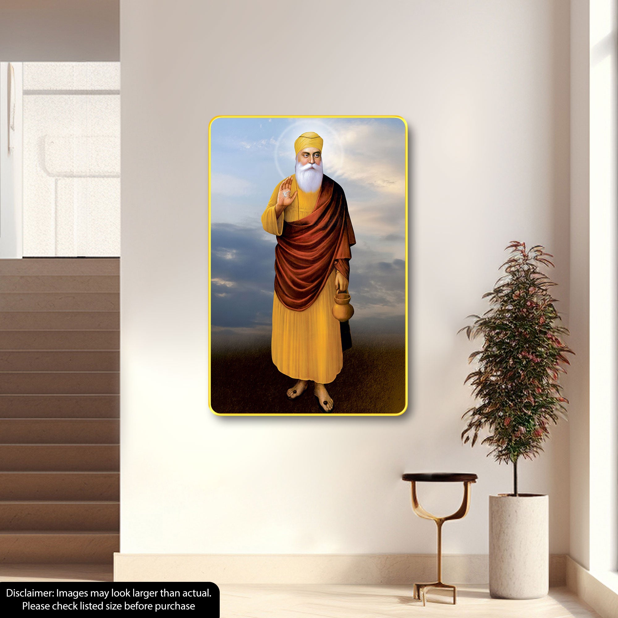 The Castle Decor Guru Nanak Dev Ji Wall Frame | Spiritual Sikh Wall Art for Home, Living Room, Bedroom, Office & Gift Décor 20X30 Inches