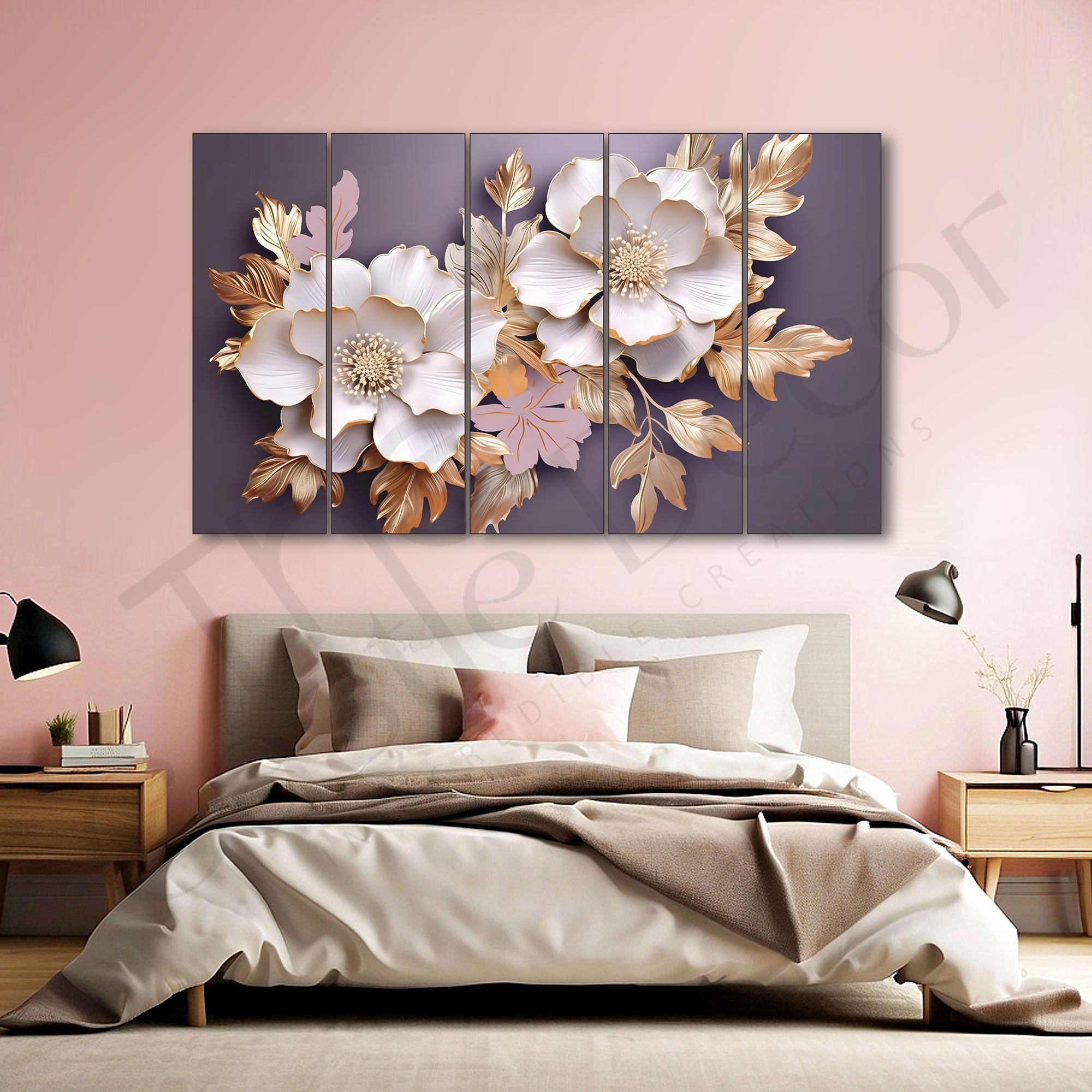 Floral Painting Set of 5 for Home Decoration