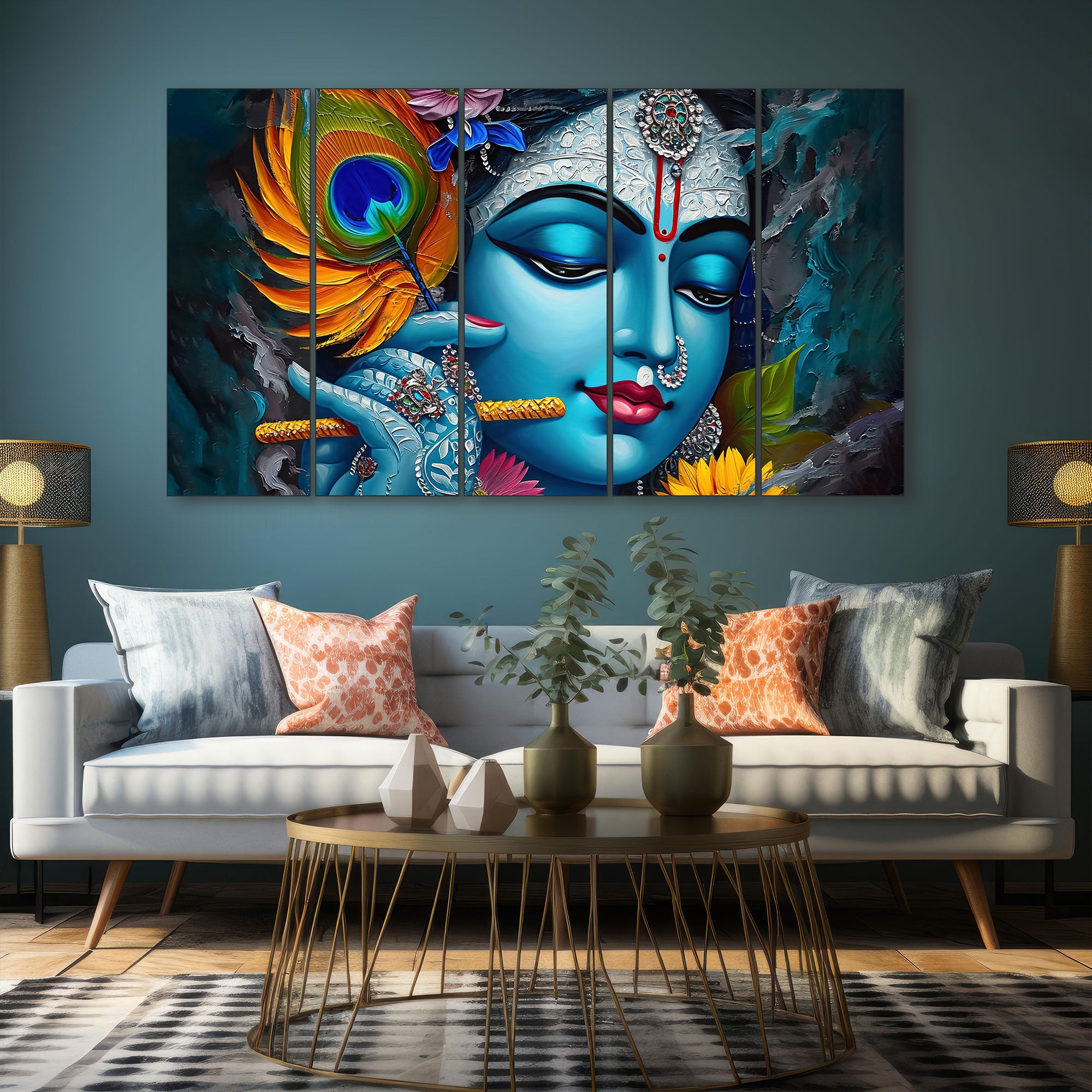 Radha Krishna Painting with frame Big Size Wall Art for living room,Bedroom,Drawing room,Hotels