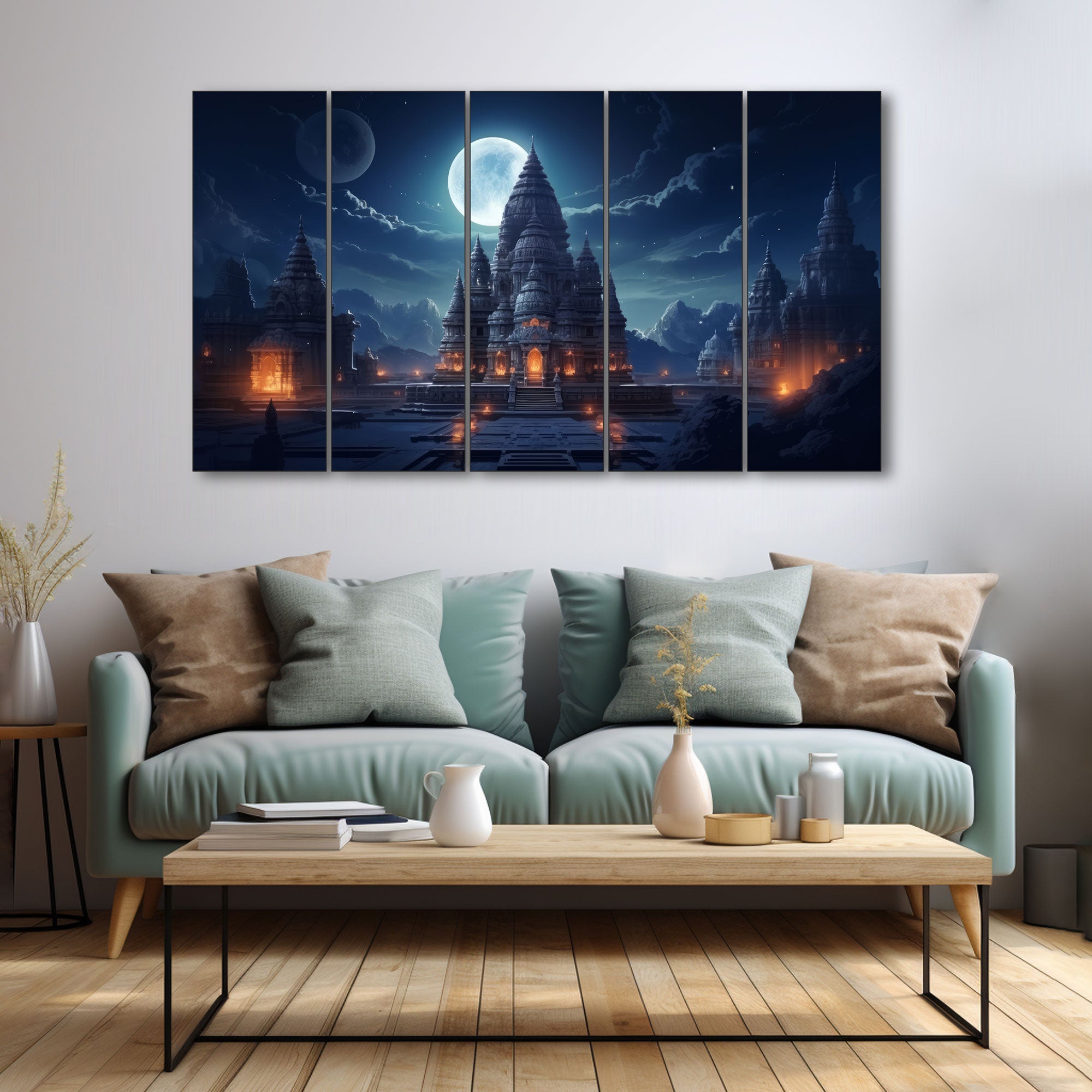 Ram Mandir Painting with frame Big Size Wall Art for living room,Bedroom,Drawing room,Hotels