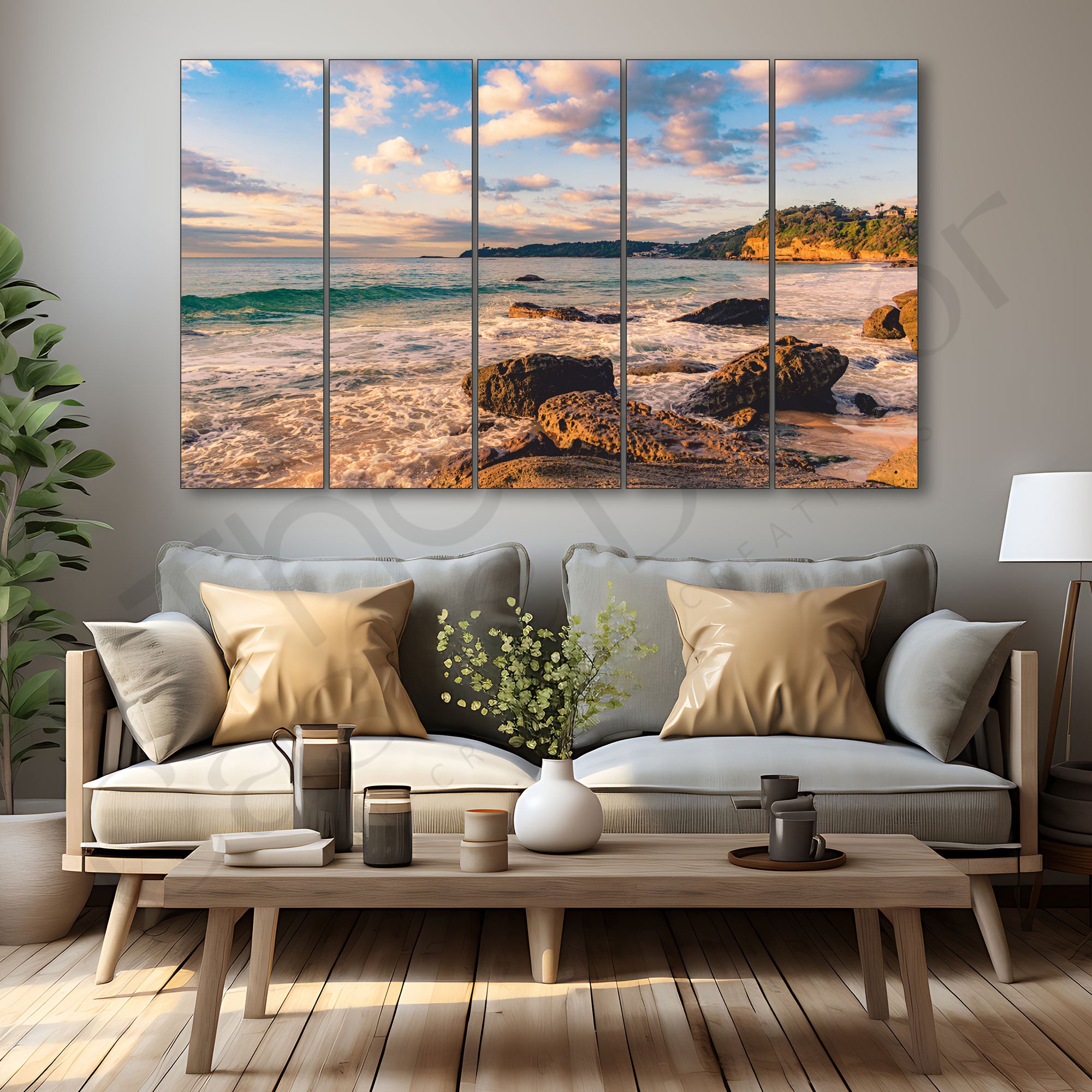 Sea Water Painting with frame Big Size Wall Art for living room,Bedroom,Drawing room,Hotels 27x48"