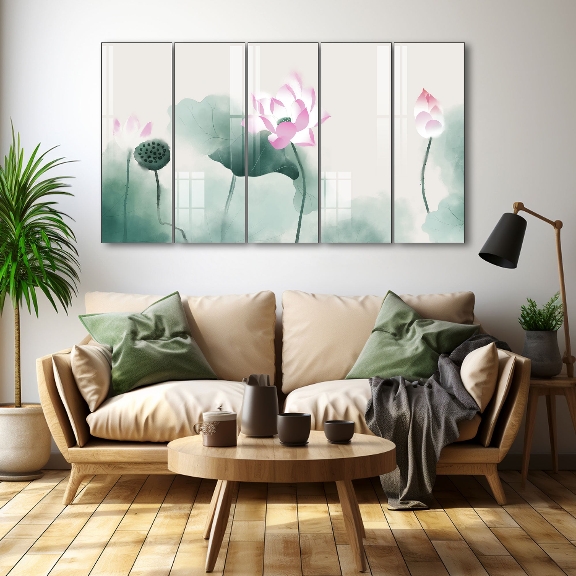 Lotus Painting with frame Big Size Wall Art for living room,Bedroom,Drawing room,Hotels 36x60"
