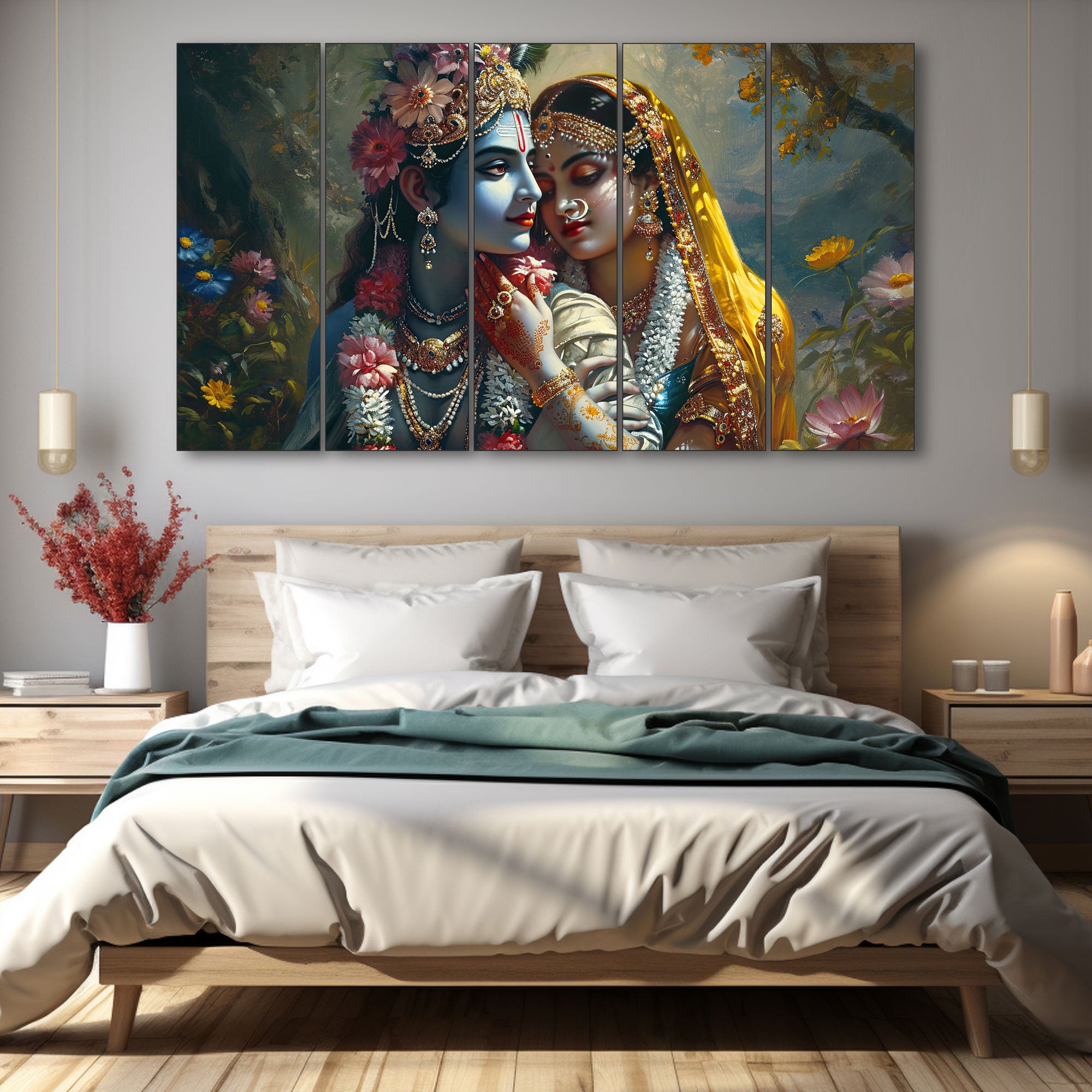 Radha Krishna Painting with frame Big Size Wall Art for living room,Bedroom,Drawing room,Hotels
