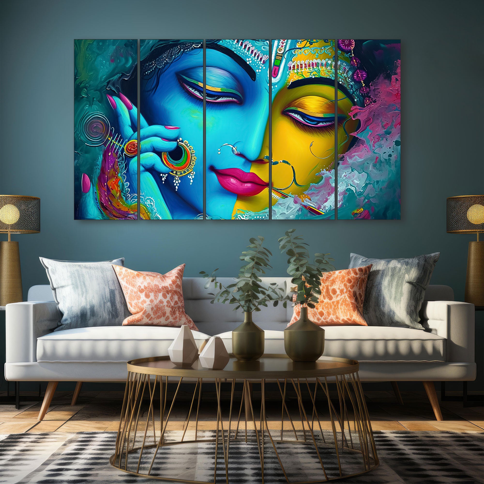 Radha Krishan Painting with frame Big Size Wall Art for living room,Bedroom,Drawing room,Hotels