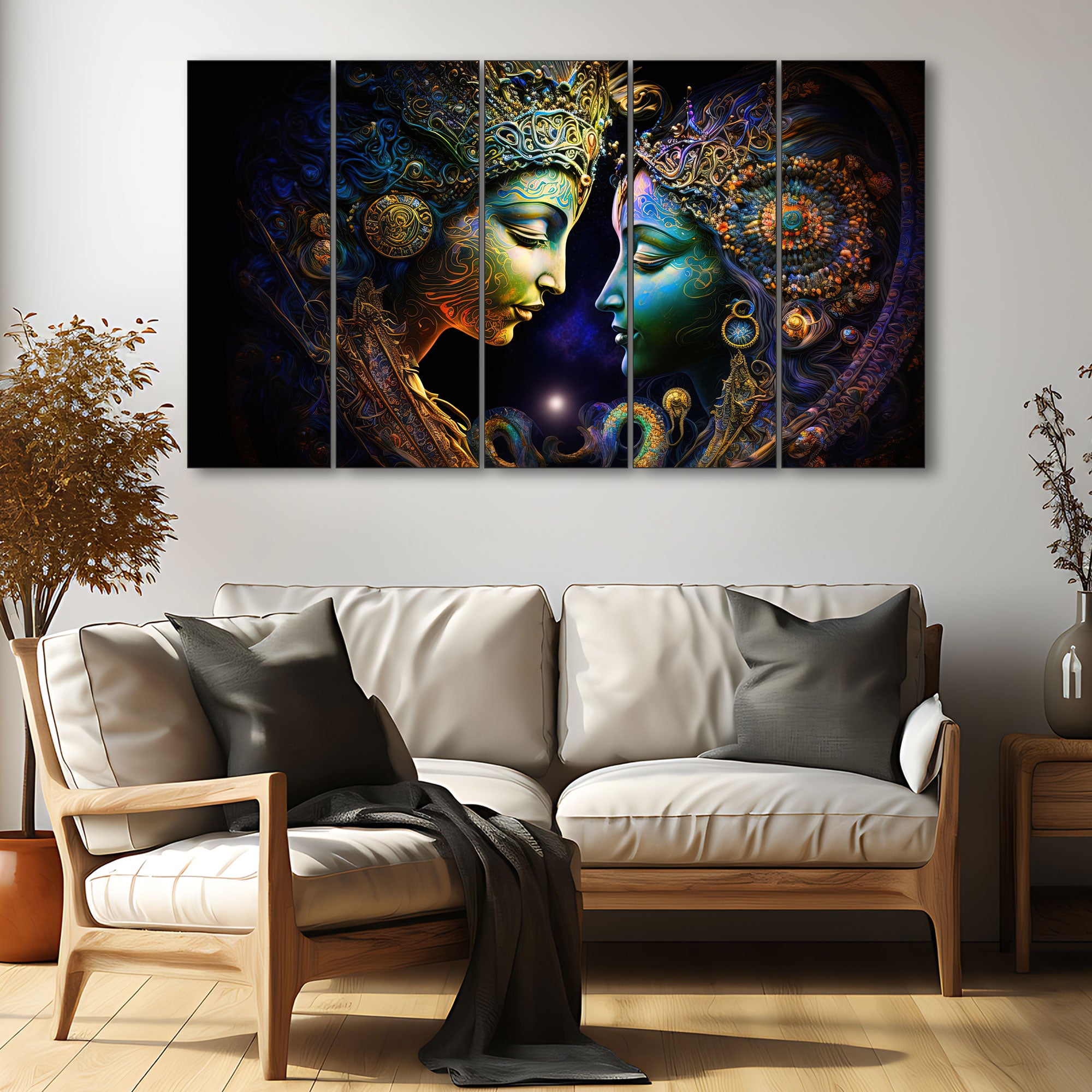 Radha Krishna Painting with frame Big Size Wall Art for living room,Bedroom,Drawing room,Hotels