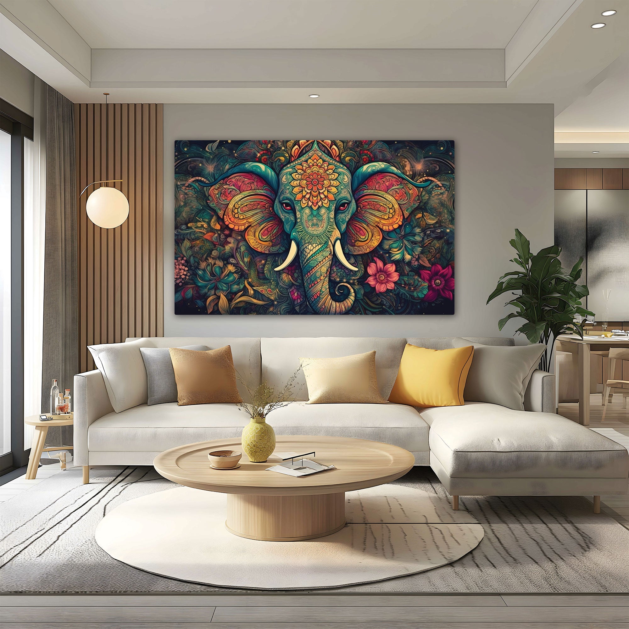 Ganesh ji Canvas painting with frame Big Size Wall Art for living room,Bedroom,Drawing room,Hotels