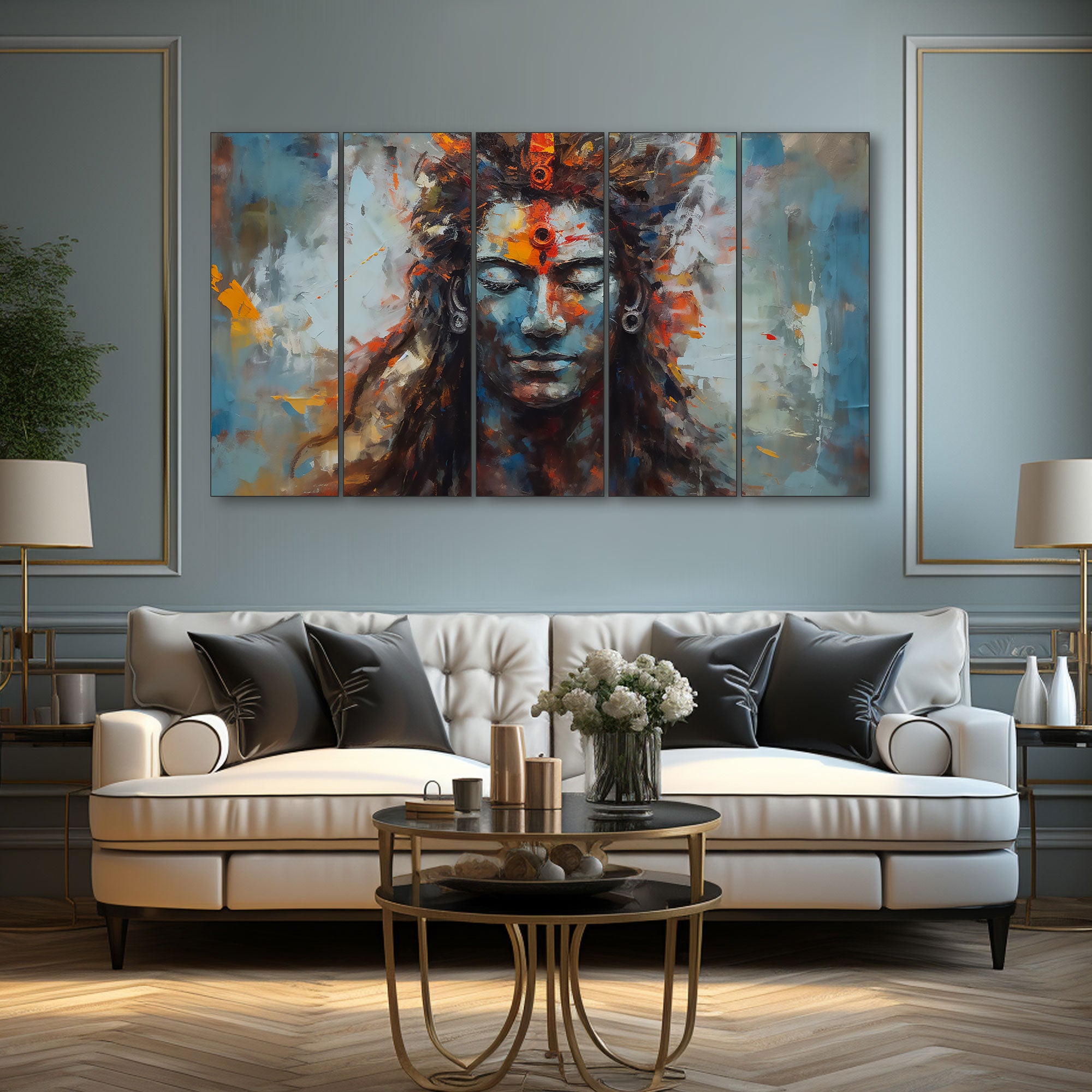 Lord Shiva Painting with frame Big Size Wall Art for living room,Bedroom,Drawing room,Hotels