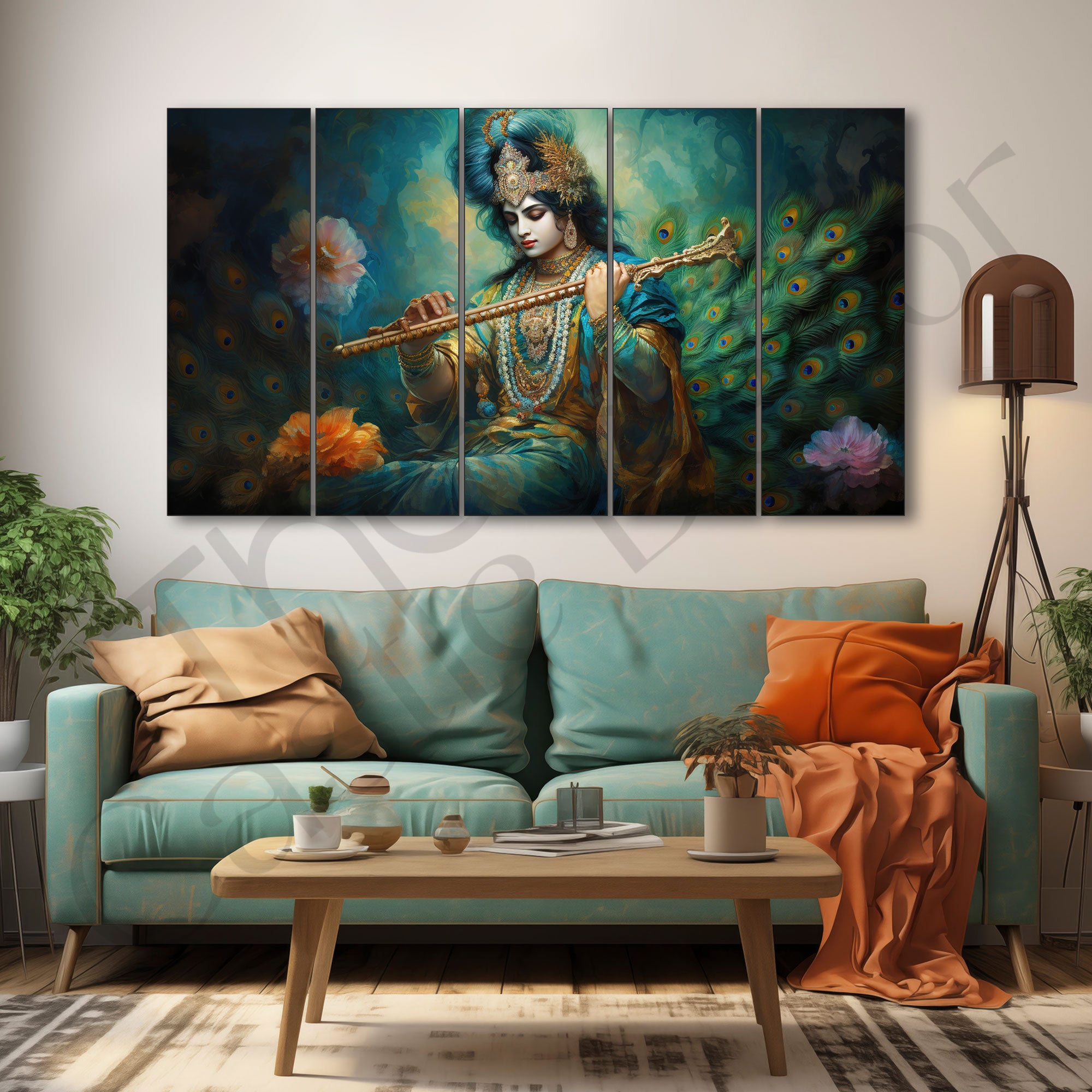 Krishna Ji Painting with frame Big Size Wall Art for living room,Bedroom,Drawing room,Hotels