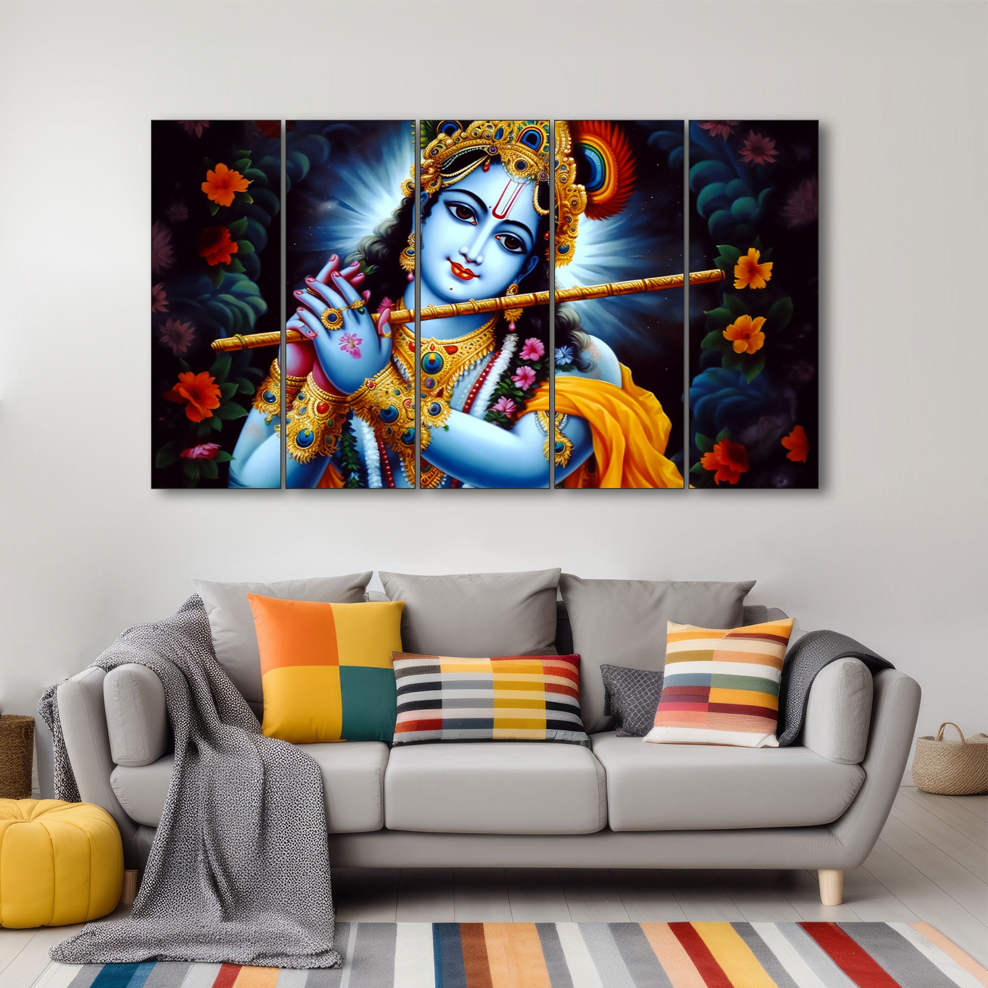 Krishna Ji Painting with frame Big Size Wall Art for living room,Bedroom,Drawing room,Hotels