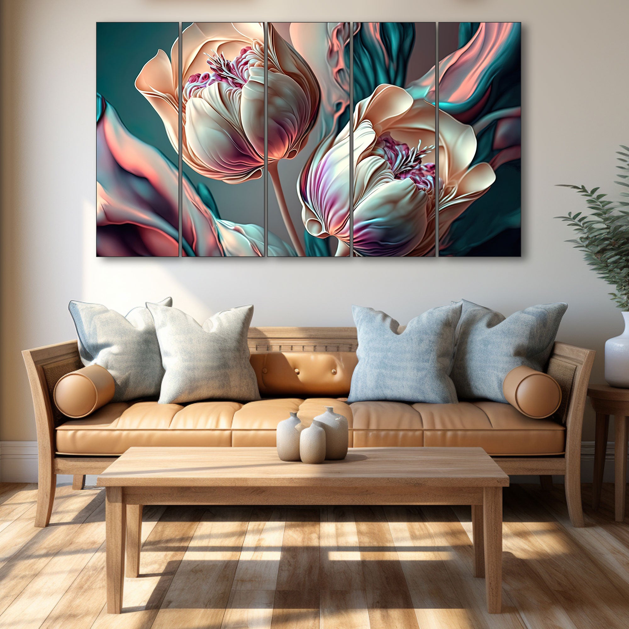 Flower Painting with frame Big Size Wall Art for living room,Bedroom,Drawing room,Hotels 27x48"