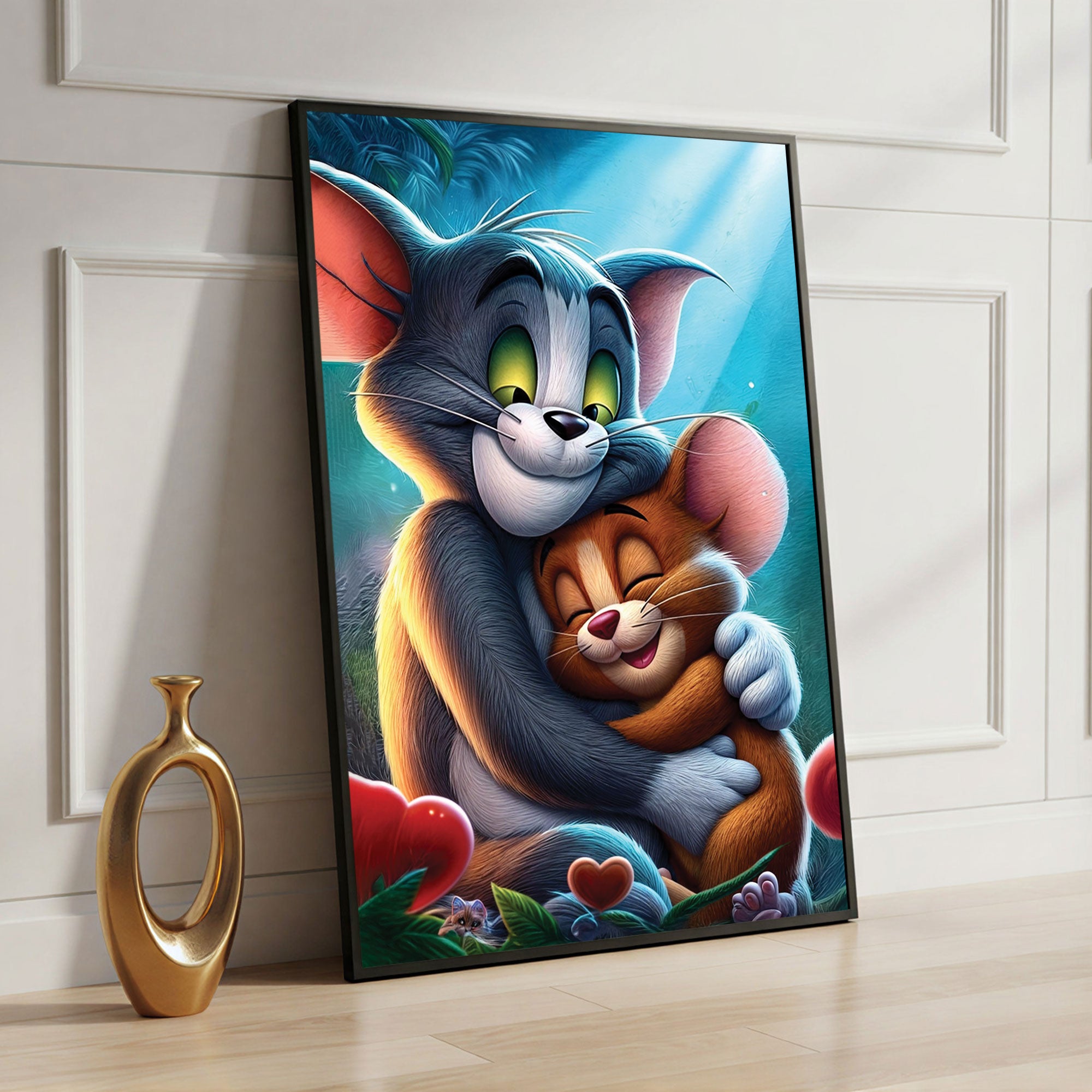 The Castle Decor Cute Cartoon Love Wall Art Poster, Friendship & Affection Illustration Artwork with Premium Sparkle Finish, 20×30 Inch Wall Décor for Kids Room & Bedroom