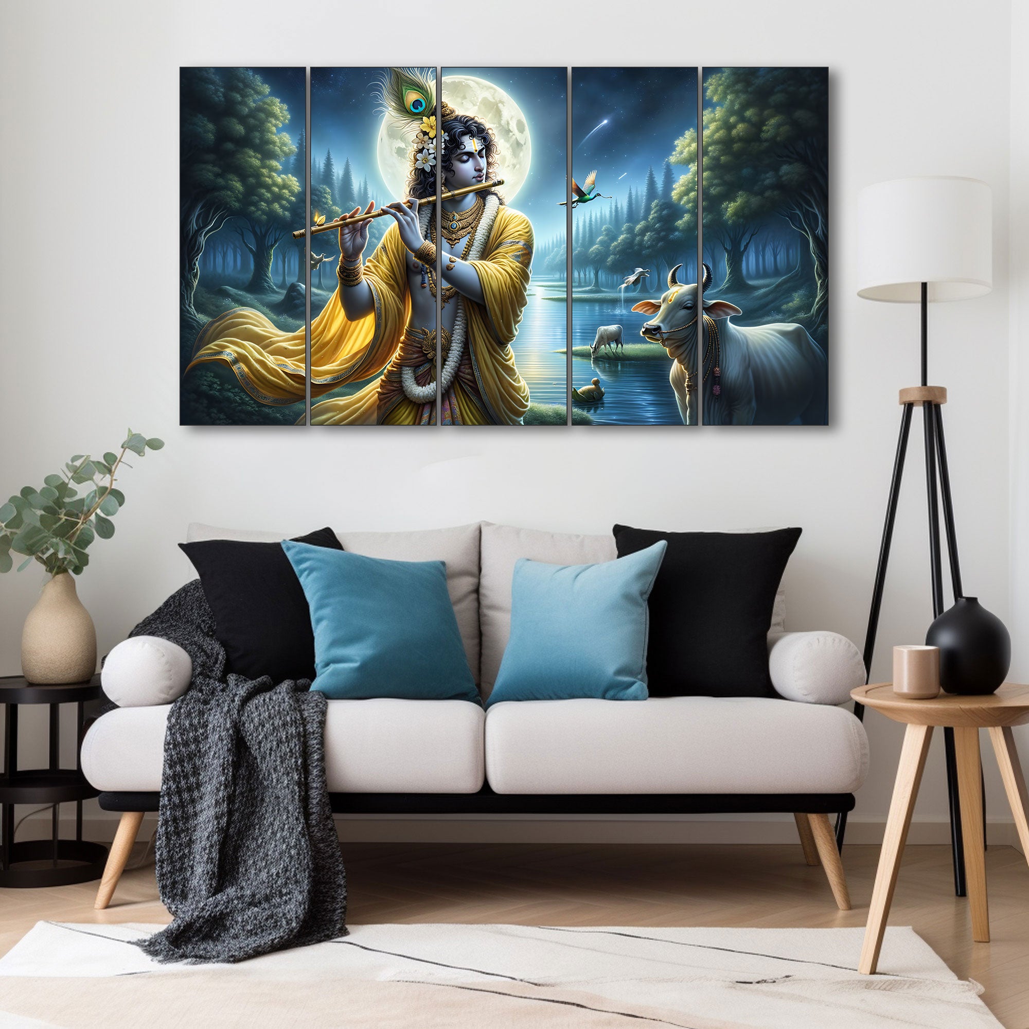 Krishna Ji Painting with frame Big Size Wall Art for living room,Bedroom,Drawing room,Hotels 27x48"