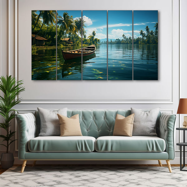 Kerala Boat Painting with frame Big Size Wall Art for living room,Bedroom,Drawing room,Hotels 27x48
