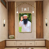 Ram Rahim Ji Digital Wall Art | Sparkle Laminated Golden Slim Frame | Photo Frame for Spiritual Home & Office Décor 20X30 Inches