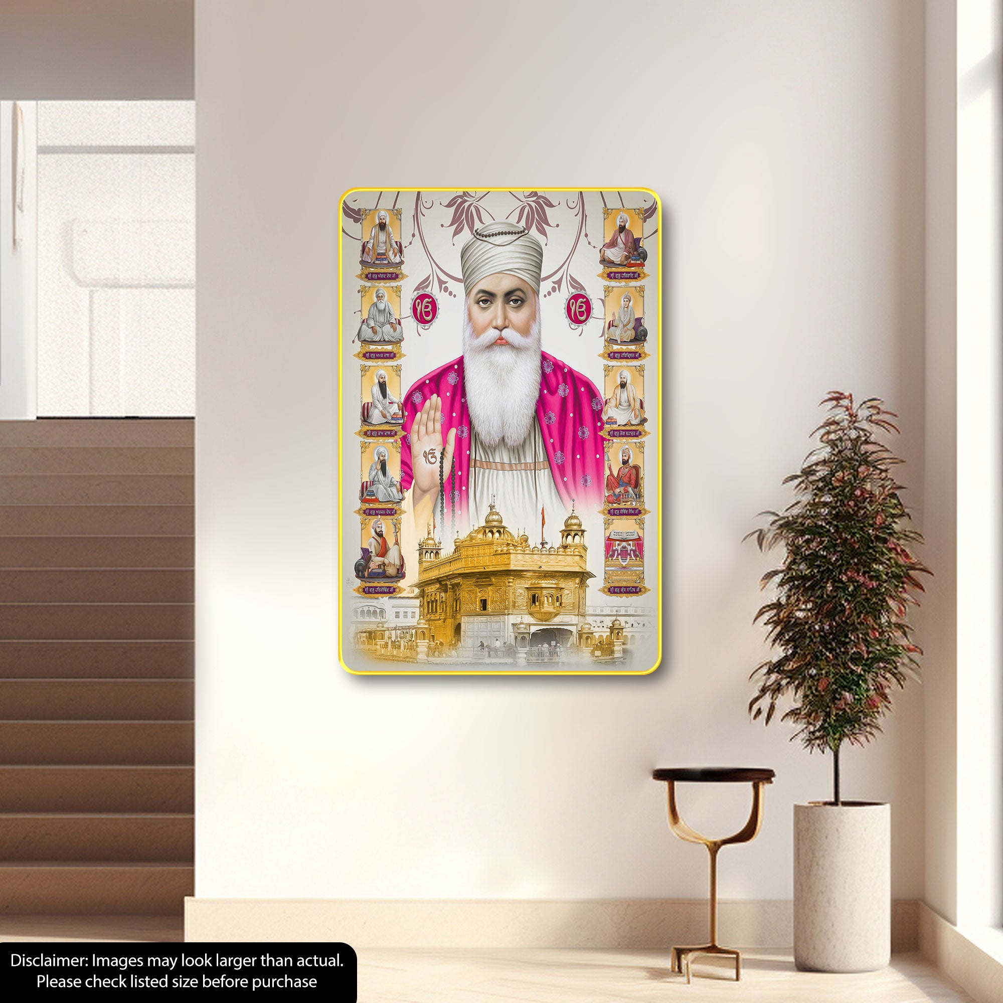 The Castle Decor Guru Nanak Dev Ji Wall Art Frame | Spiritual Religious Painting for Home Decor, Living Room & Office | Devotional Gift Wall Hanging Photo Frame 20X30