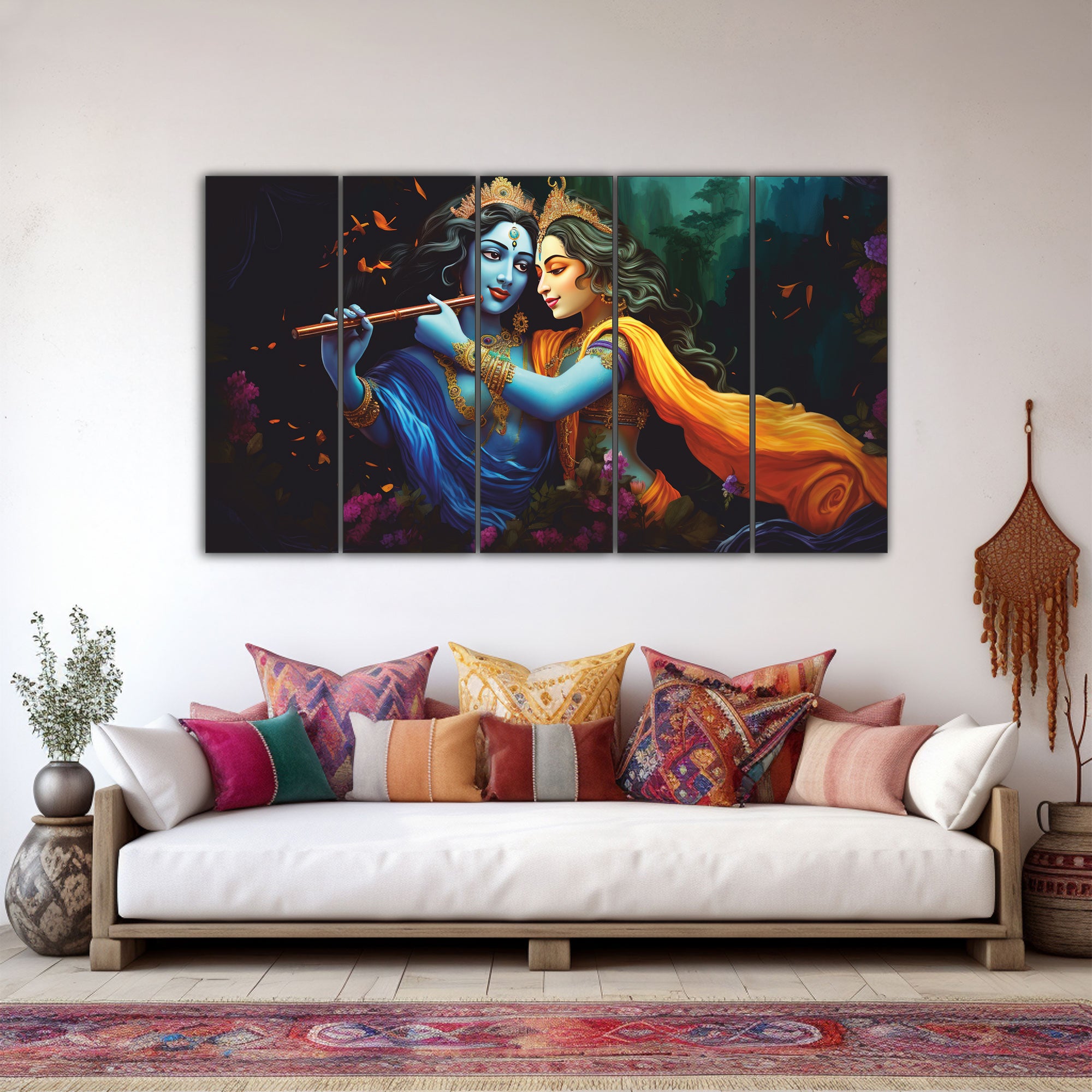 Radha Krishna Painting with frame Big Size Wall Art for living room,Bedroom,Drawing room,Hotels 27x48"