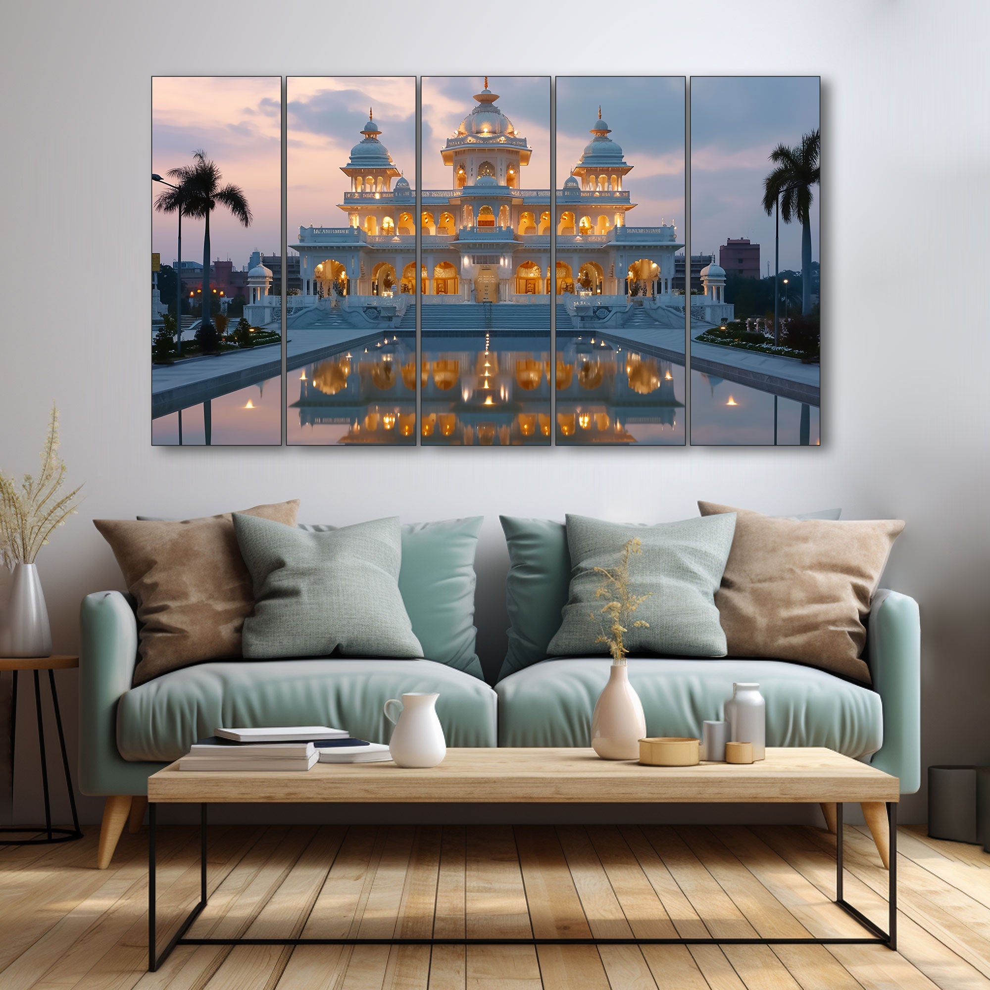 Ram Mandir Painting with frame Big Size Wall Art for living room,Bedroom,Drawing room,Hotels