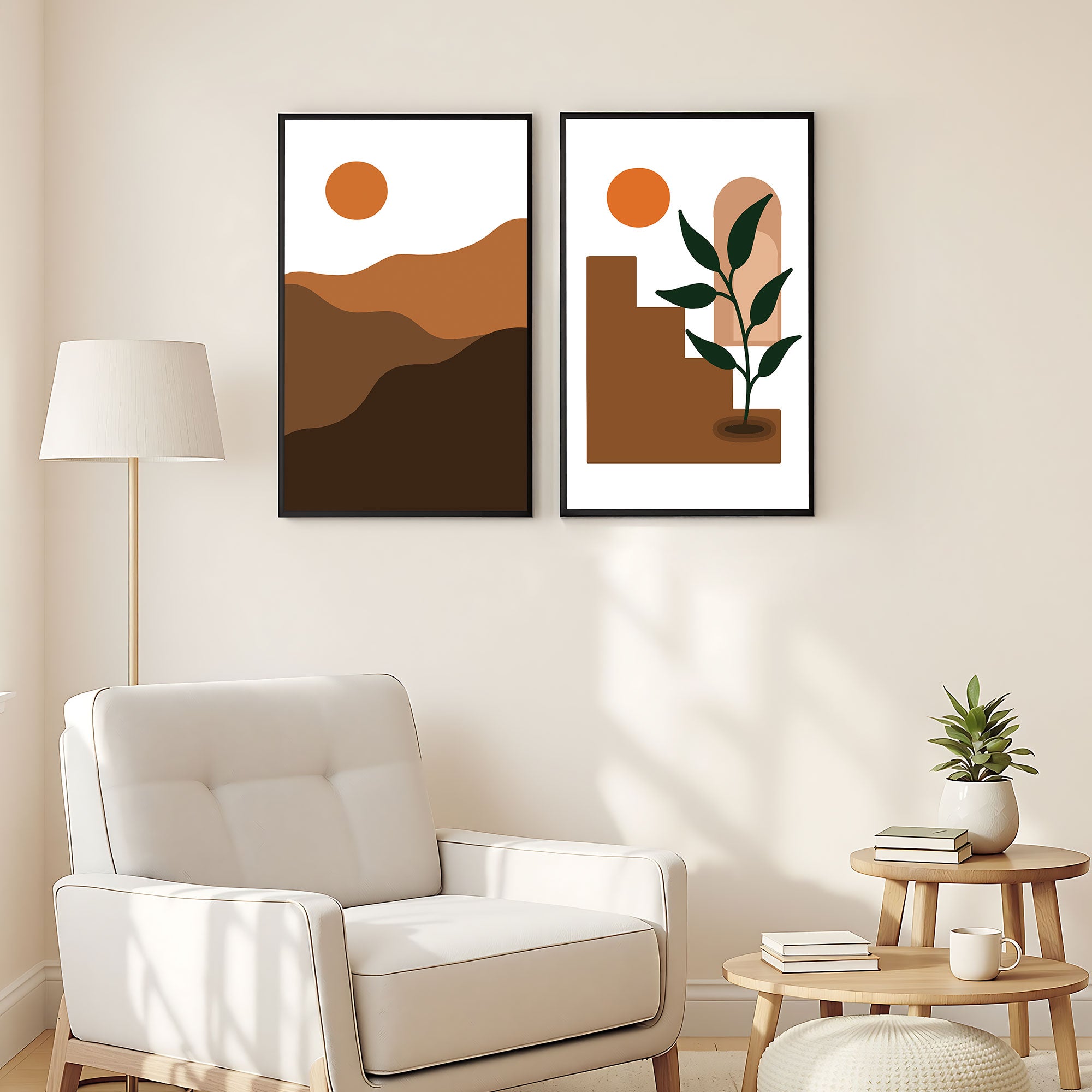 The Castle Decor Boho Wall Art for Living Room Big Size | Framed Abstract Botanical Paintings for Living Room & Bedroom | Modern Home Decoration & Perfect Gifting Option | Set of 2 (11×17 Inch Each)9