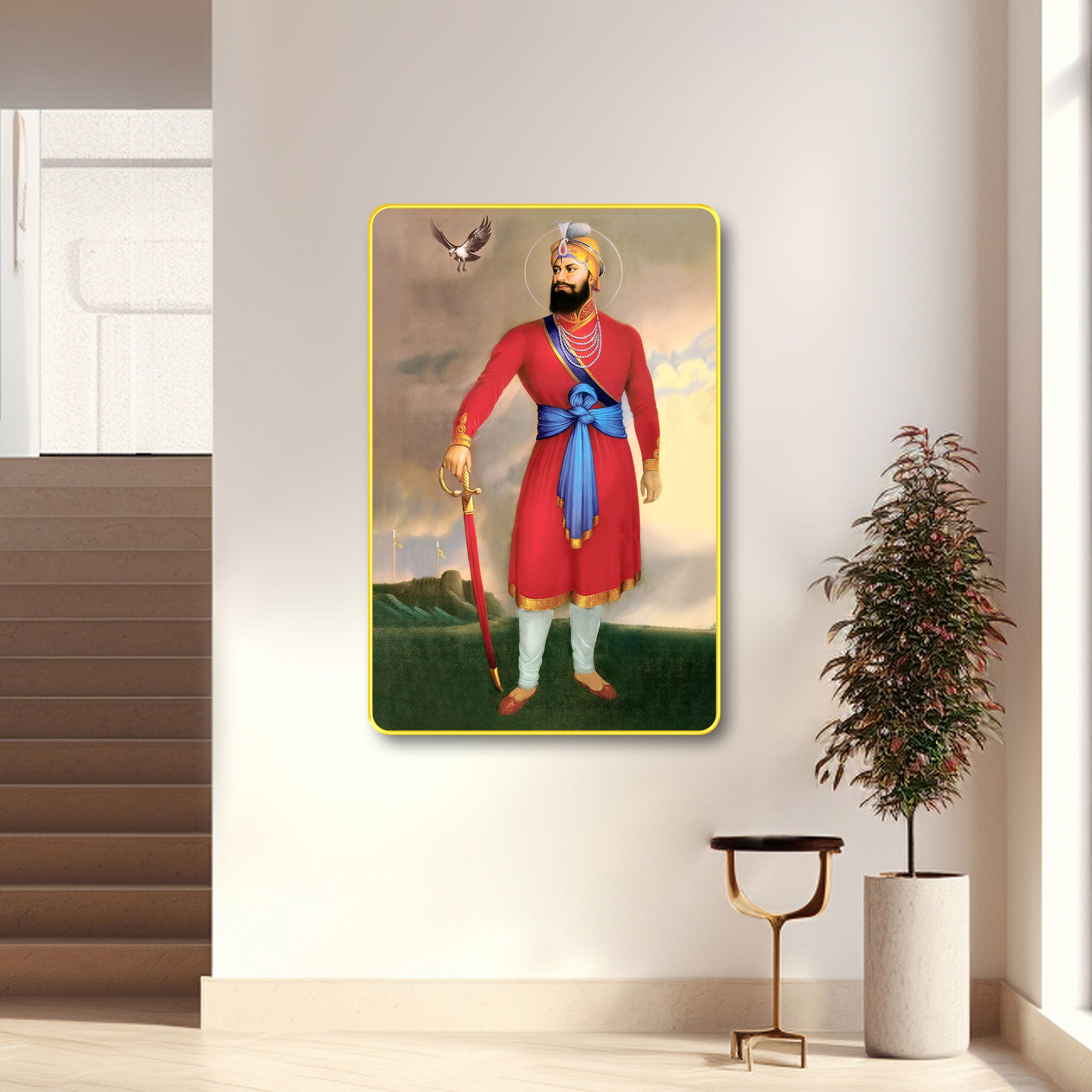 The Castle Decor Guru Gobind Singh Ji Devotional Wall Art | Sikh Warrior Religious Frame for Home Temple, Living Room & Gift Option 20X30 Inches